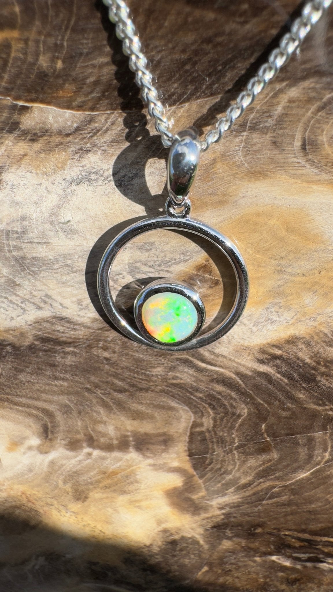 Gariwerd Whisper ~ 0.8ct Solid Coober Pedy Crystal Opal 925 Sterling Silver Pendant Necklace