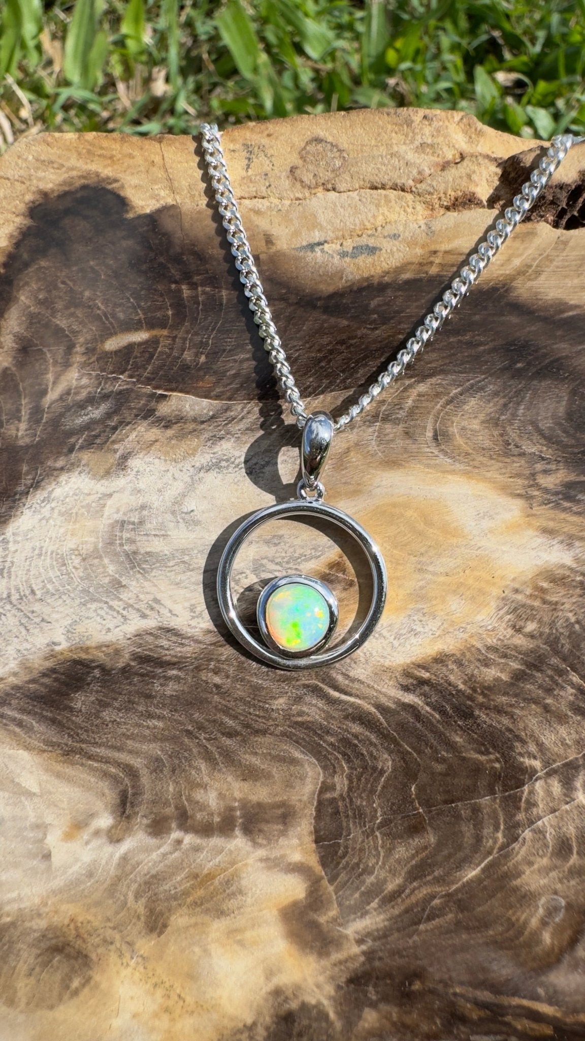 Gariwerd Whisper ~ 0.8ct Solid Coober Pedy Crystal Opal 925 Sterling Silver Pendant Necklace