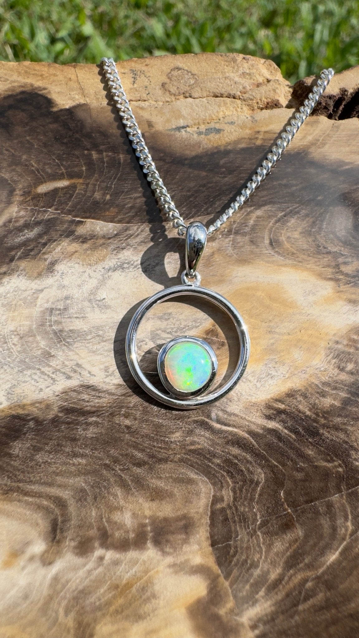 Gariwerd Whisper ~ 0.8ct Solid Coober Pedy Crystal Opal 925 Sterling Silver Pendant Necklace