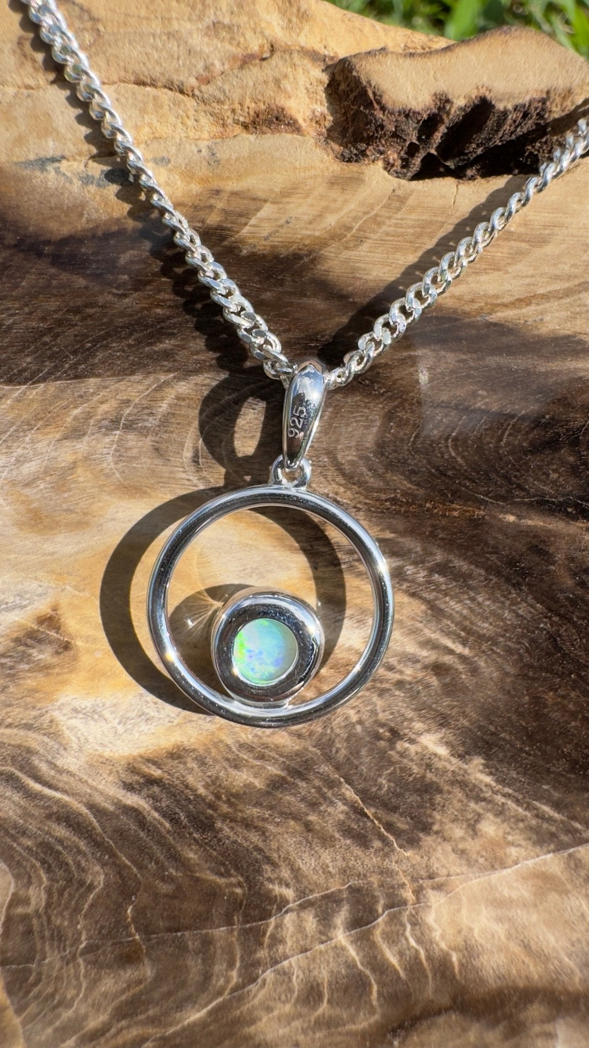 Gariwerd Whisper ~ 0.8ct Solid Coober Pedy Crystal Opal 925 Sterling Silver Pendant Necklace