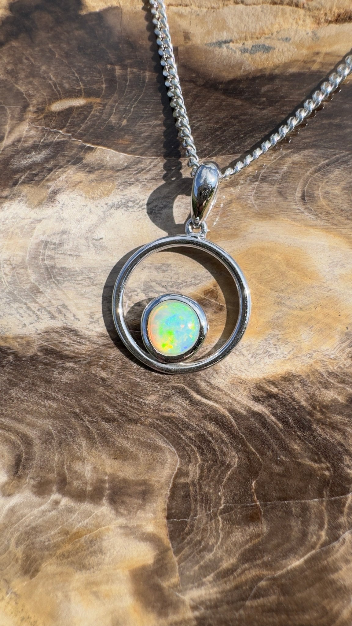 Gariwerd Whisper ~ 0.8ct Solid Coober Pedy Crystal Opal 925 Sterling Silver Pendant Necklace