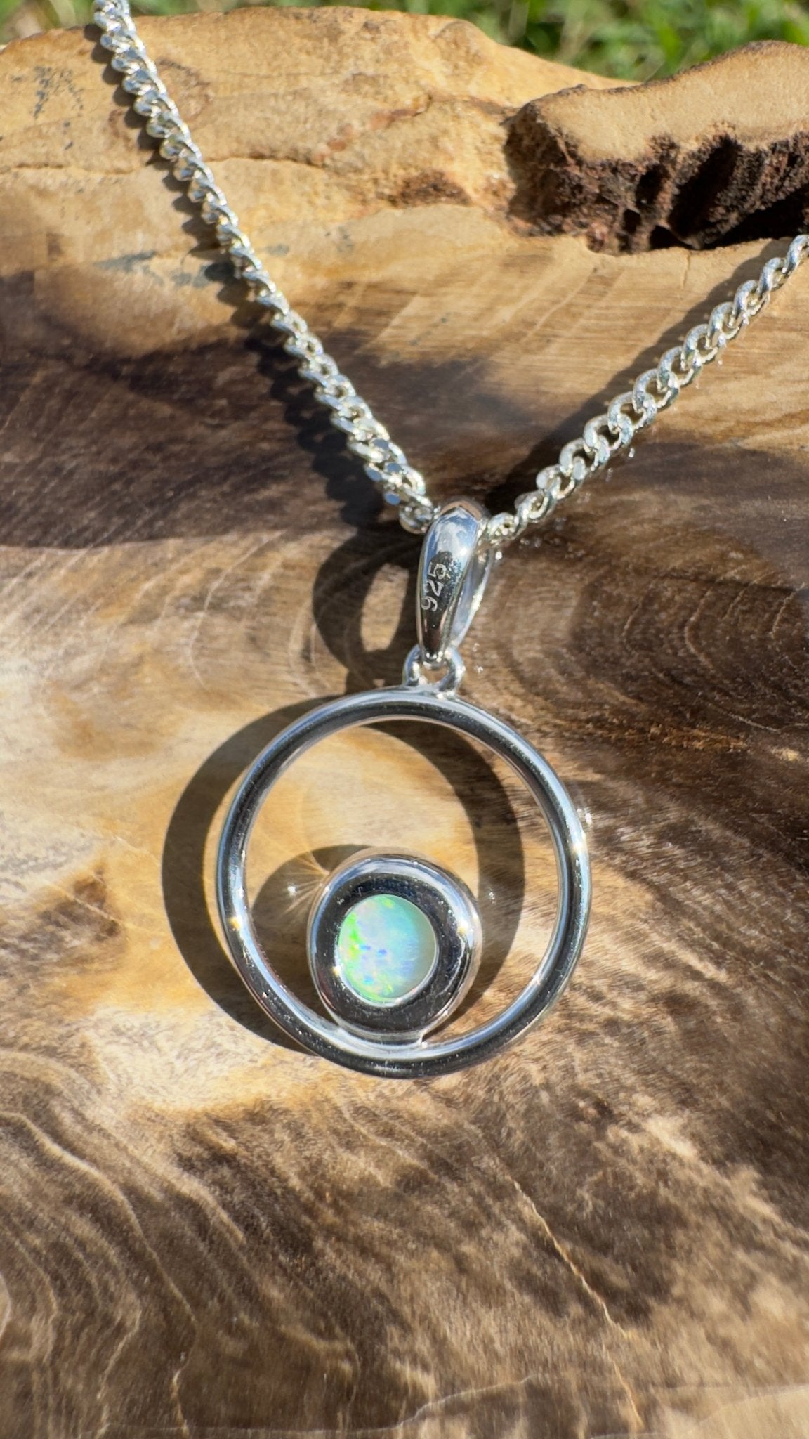 Gariwerd Whisper ~ 0.8ct Solid Coober Pedy Crystal Opal 925 Sterling Silver Pendant Necklace