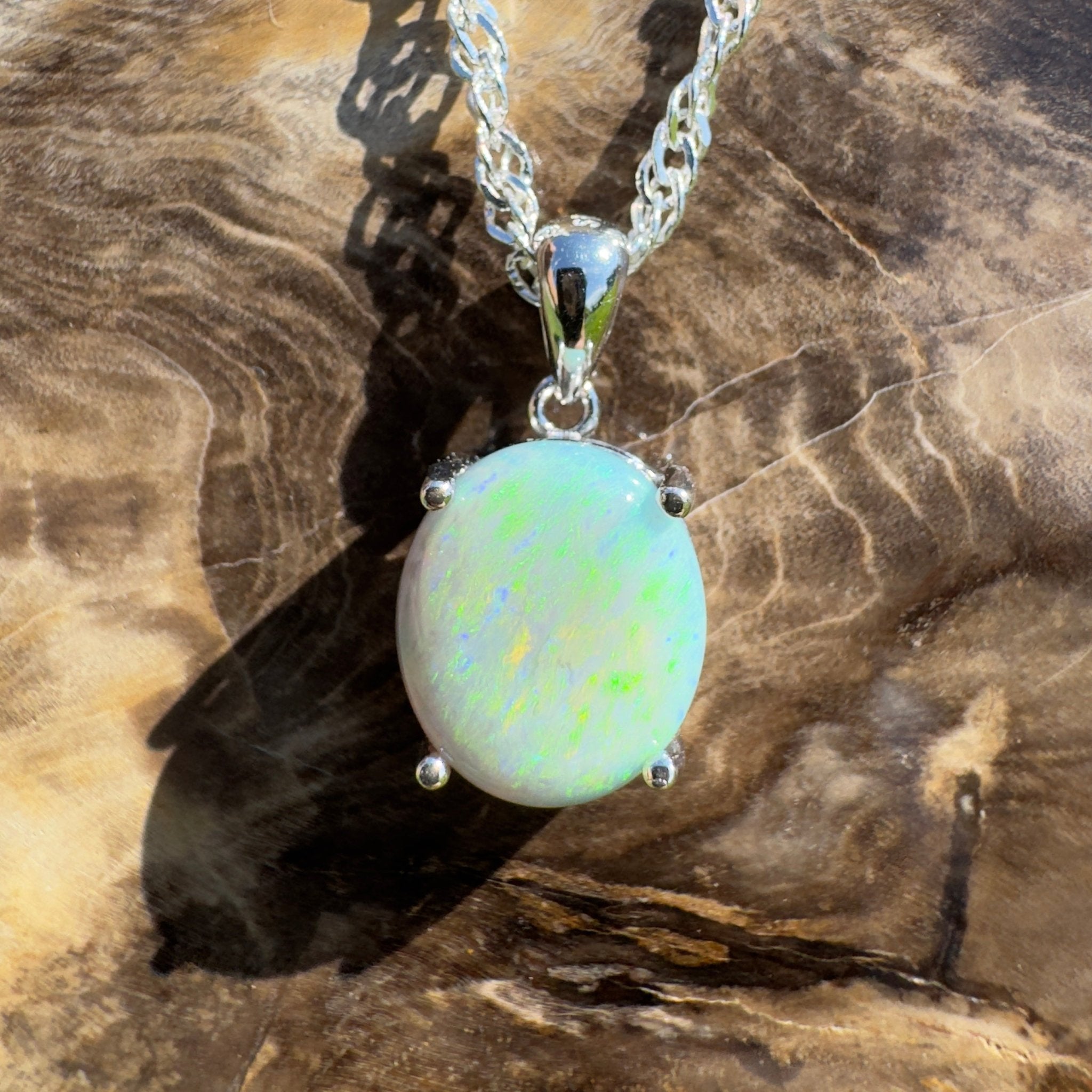 Gawler Drift ~ 1.9ct Mintabie Opal 925 Silver Pendant