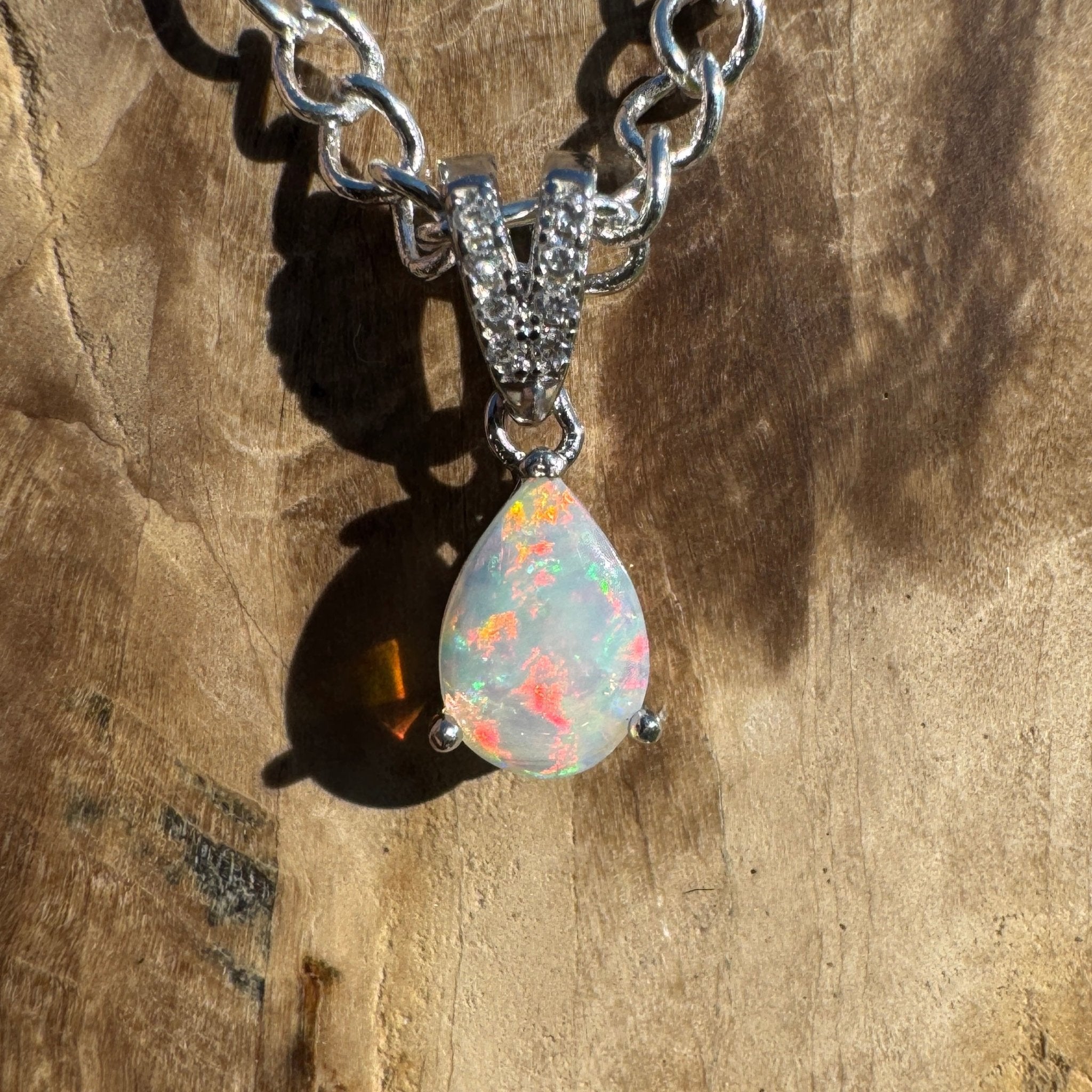 Ghan Spirit ~ 0.6ct Solid Coober Pedy Opal 925 Sterling Silver Pendant Necklace