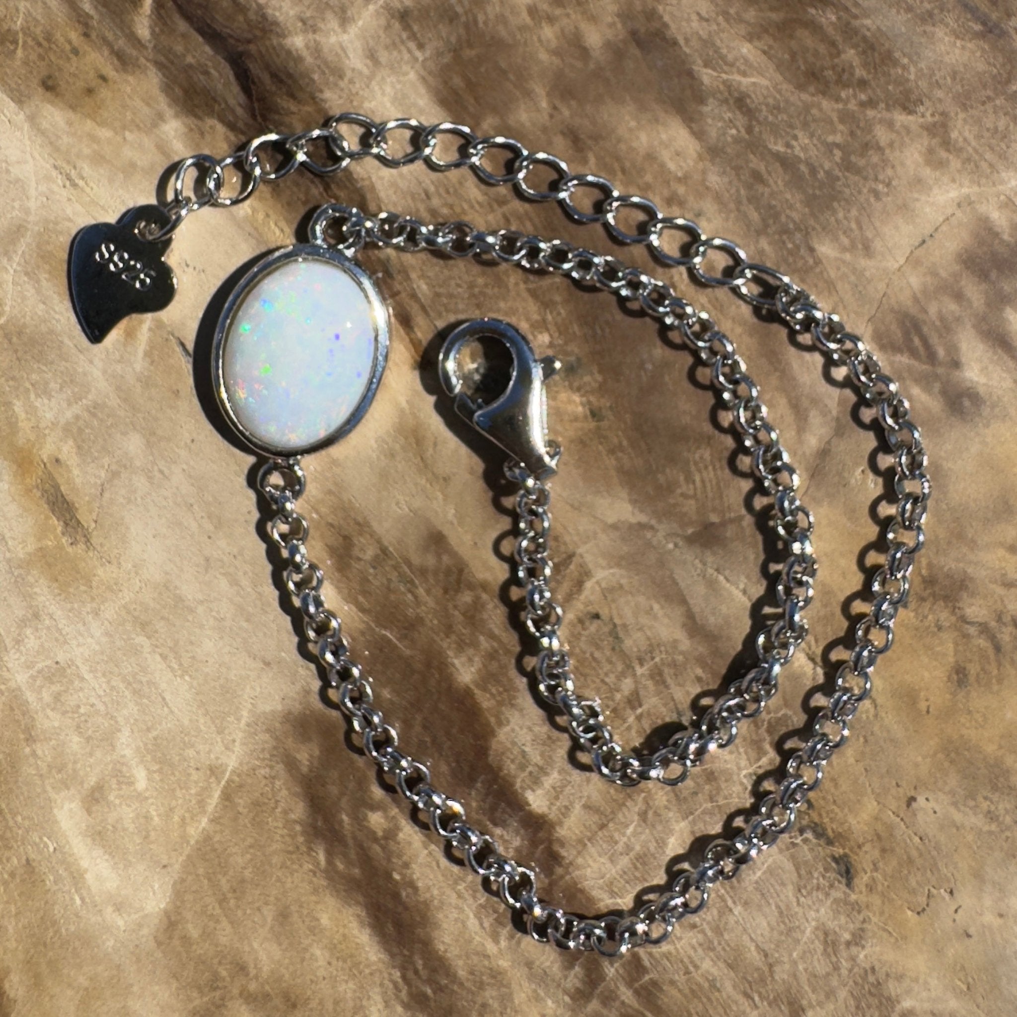 Gibb River Light ~ 1ct Coober Pedy Opal 925 Sterling Silver Bracelet
