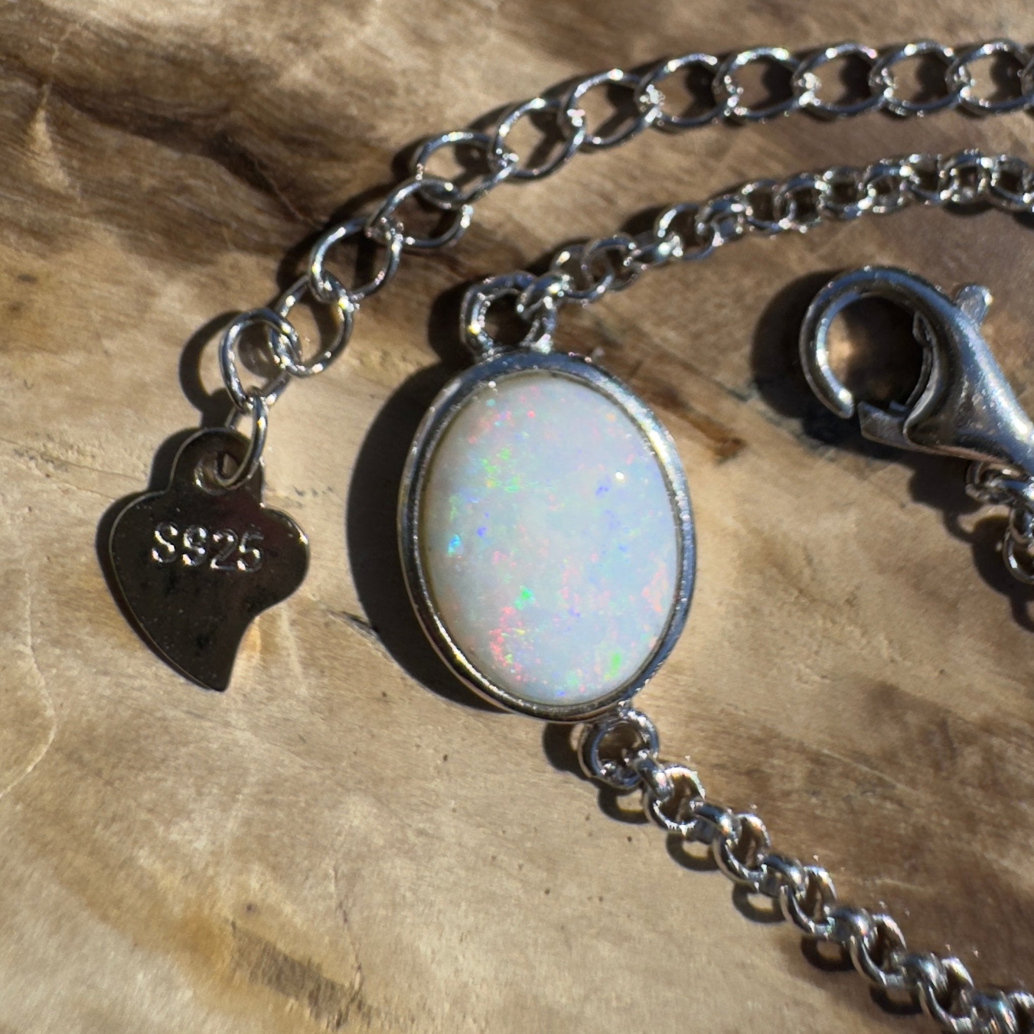 Gibb River Light ~ 1ct Coober Pedy Opal 925 Sterling Silver Bracelet