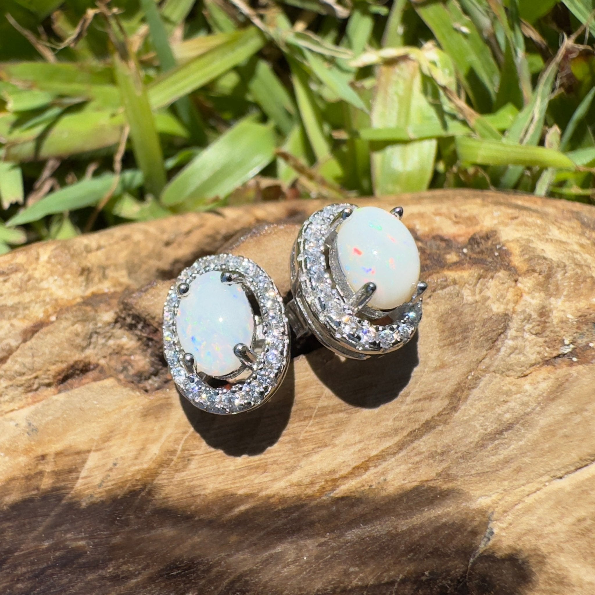 Glass House Glow - 0.6ct Coober Pedy Opal 925 Silver Earrings