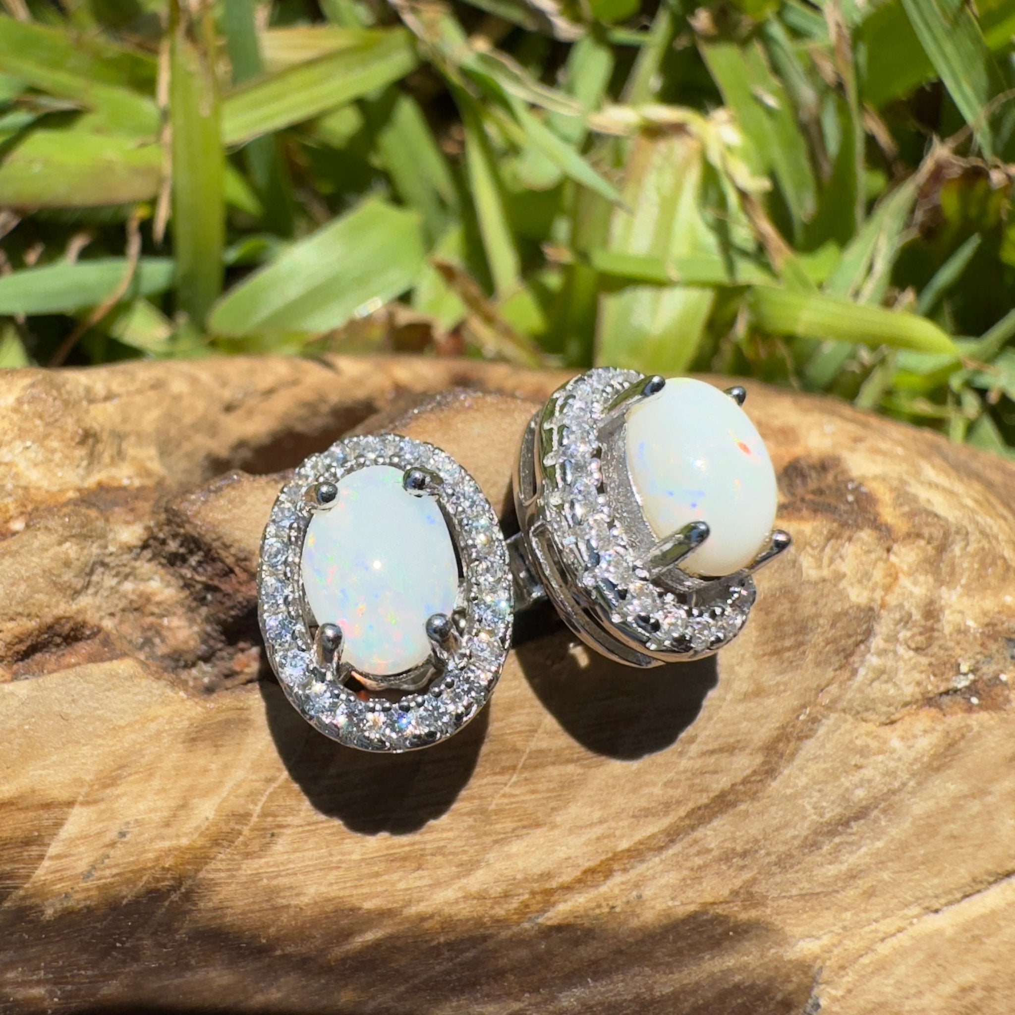 Glass House Glow - 0.6ct Coober Pedy Opal 925 Silver Earrings