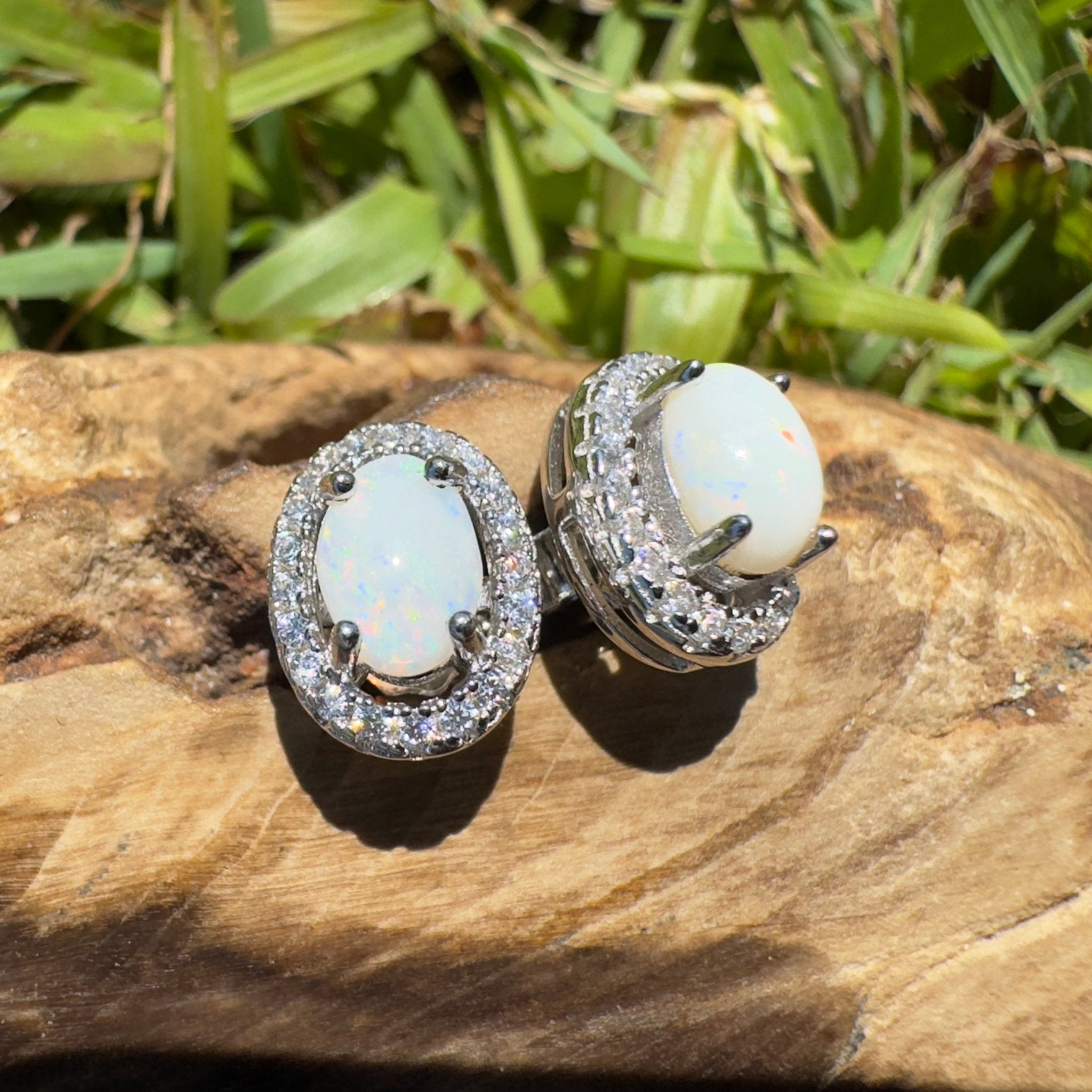 Glass House Glow - 0.6ct Coober Pedy Opal 925 Silver Earrings