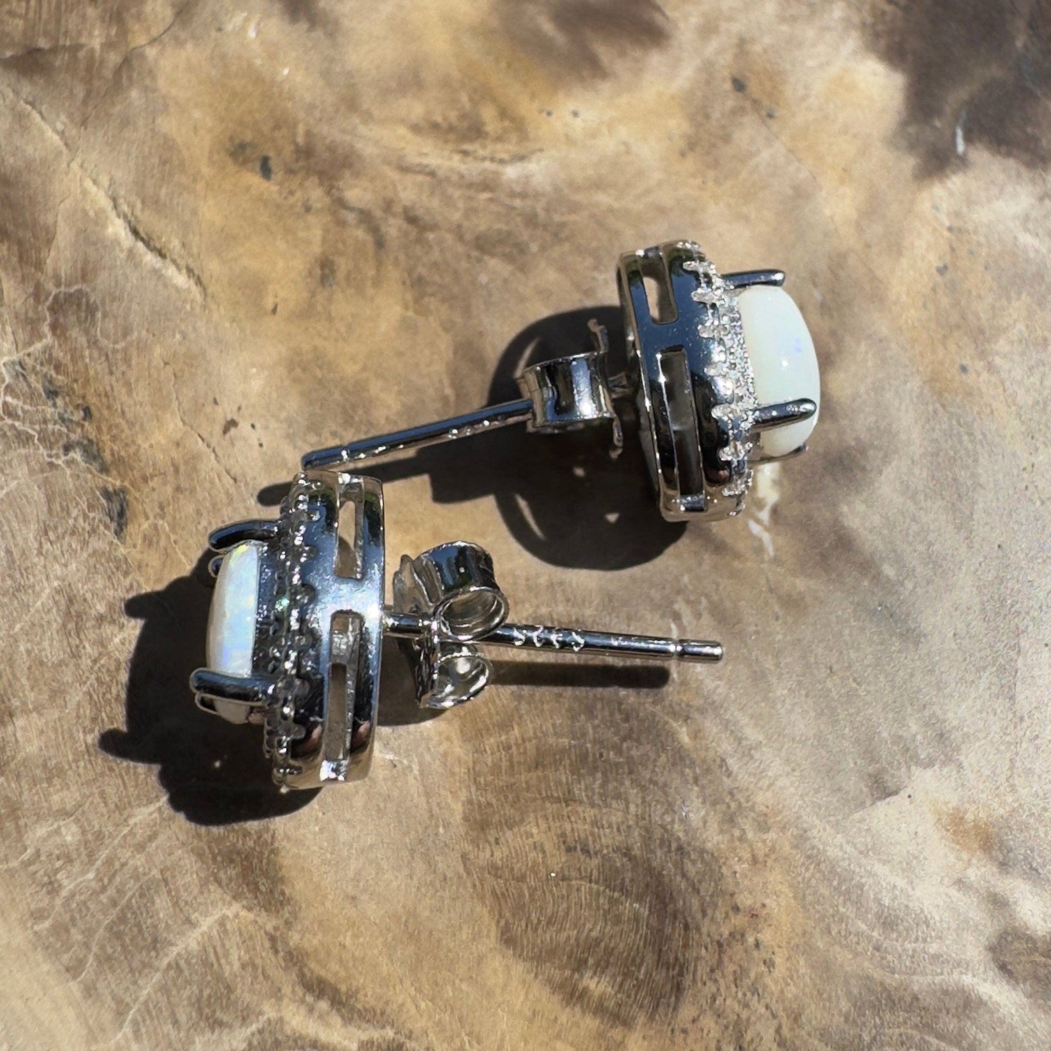 Glass House Glow - 0.6ct Coober Pedy Opal 925 Silver Earrings