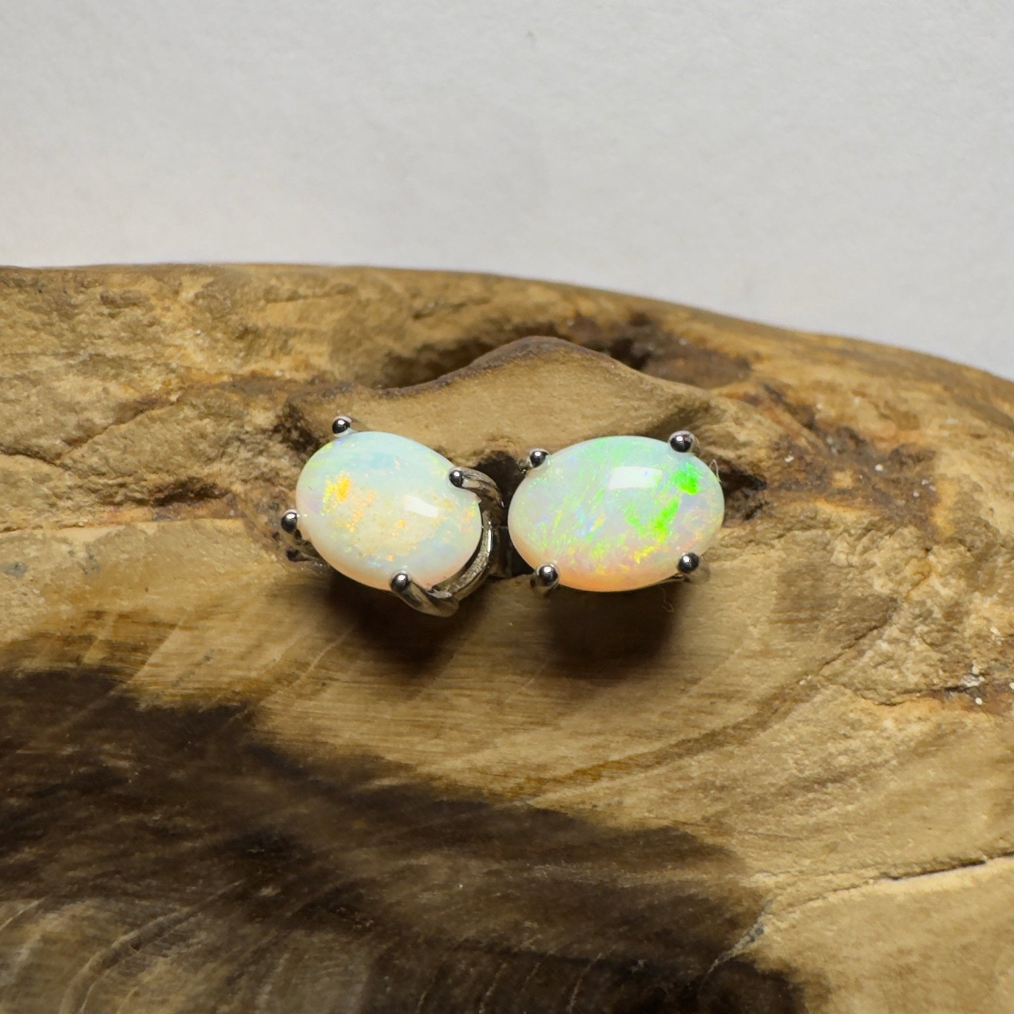 Glasshouse Glow ~ 1.2ct Coober Pedy Opal Sterling Silver Earrings