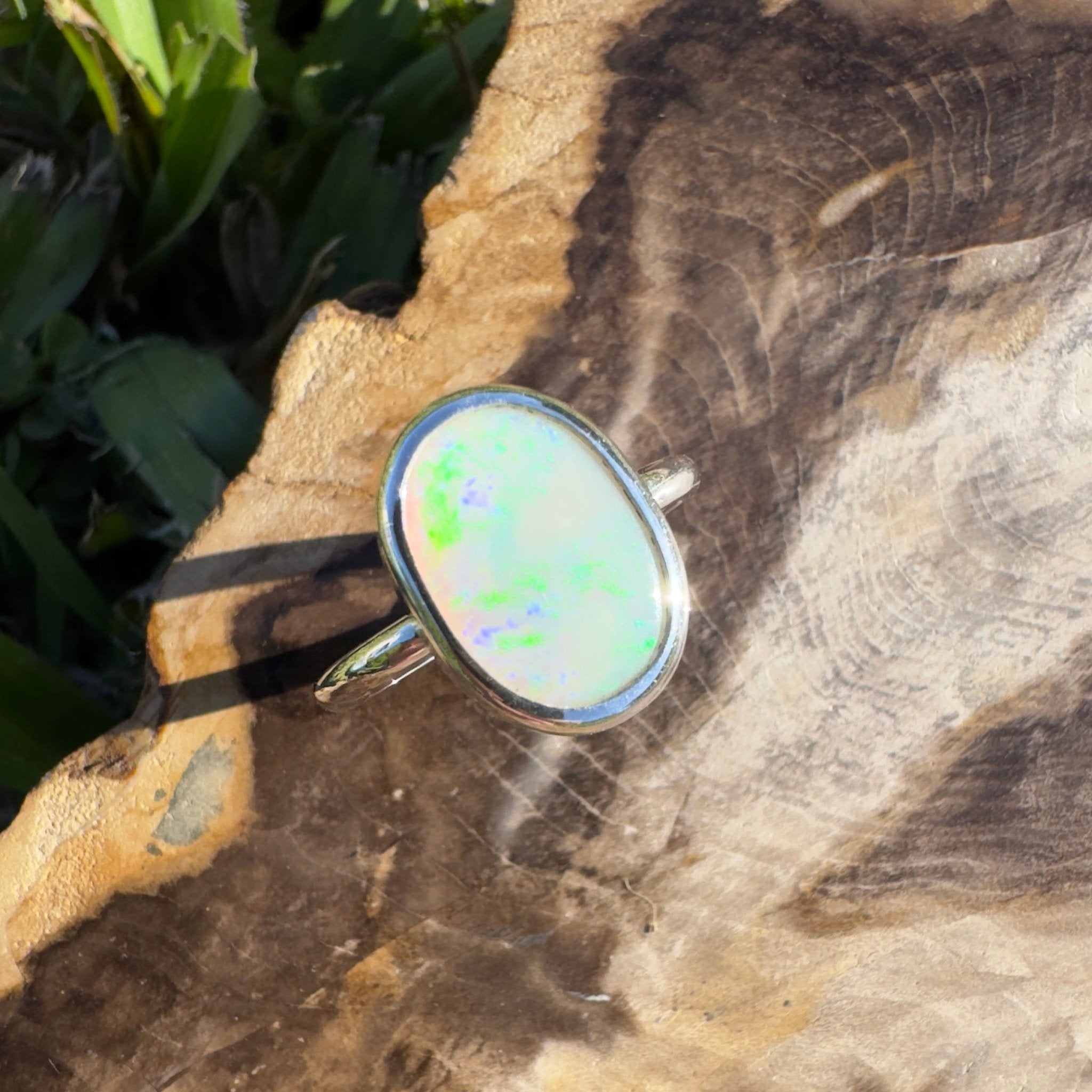 Glasshouse Mountains View ~ 1.3ct Solid Coober Pedy Opal 925 Silver Ring