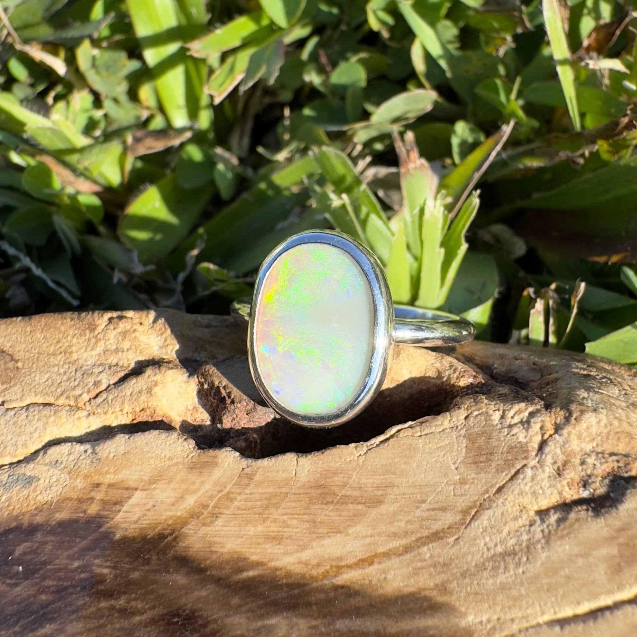 Glasshouse Mountains View ~ 1.3ct Solid Coober Pedy Opal 925 Silver Ring