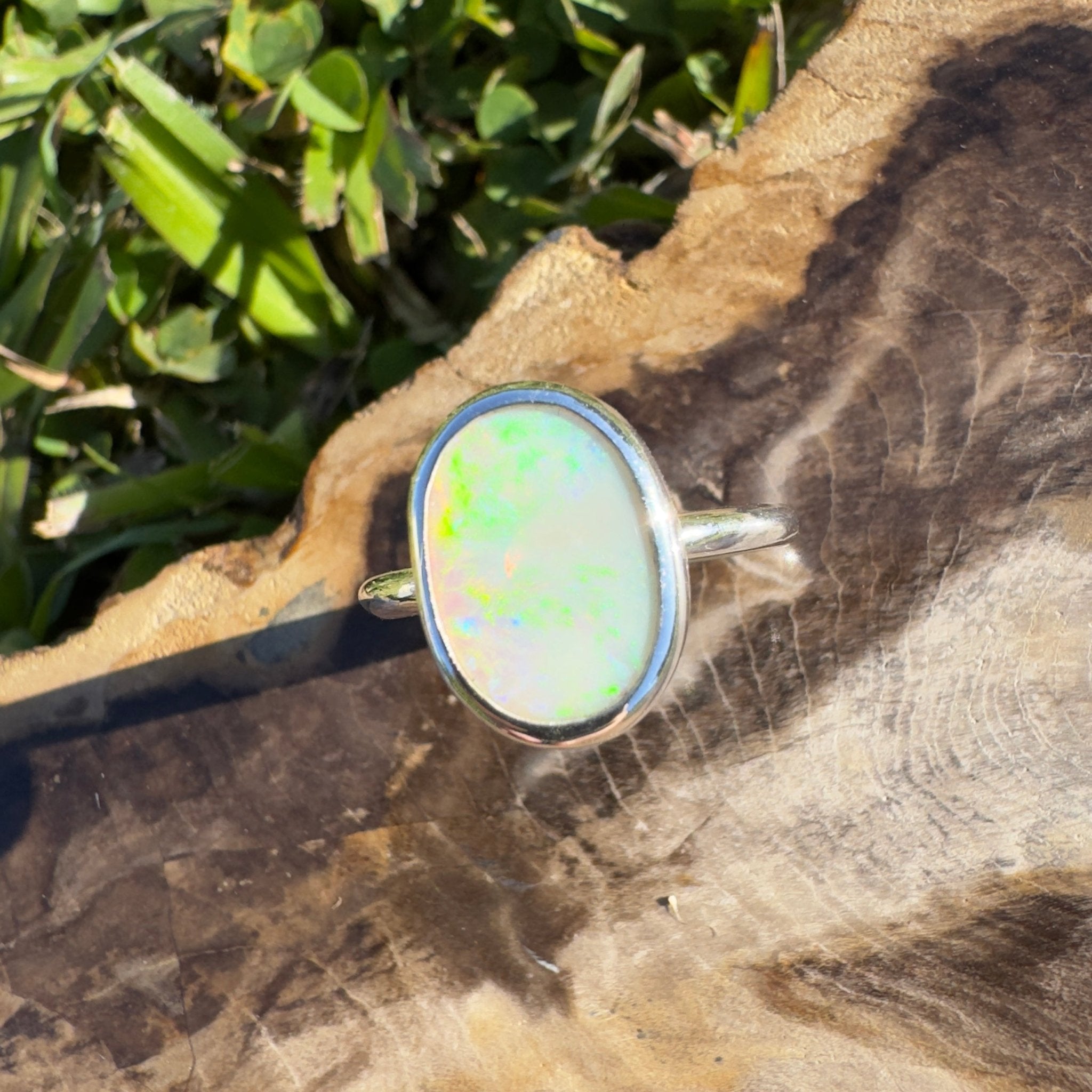 Glasshouse Mountains View ~ 1.3ct Solid Coober Pedy Opal 925 Silver Ring