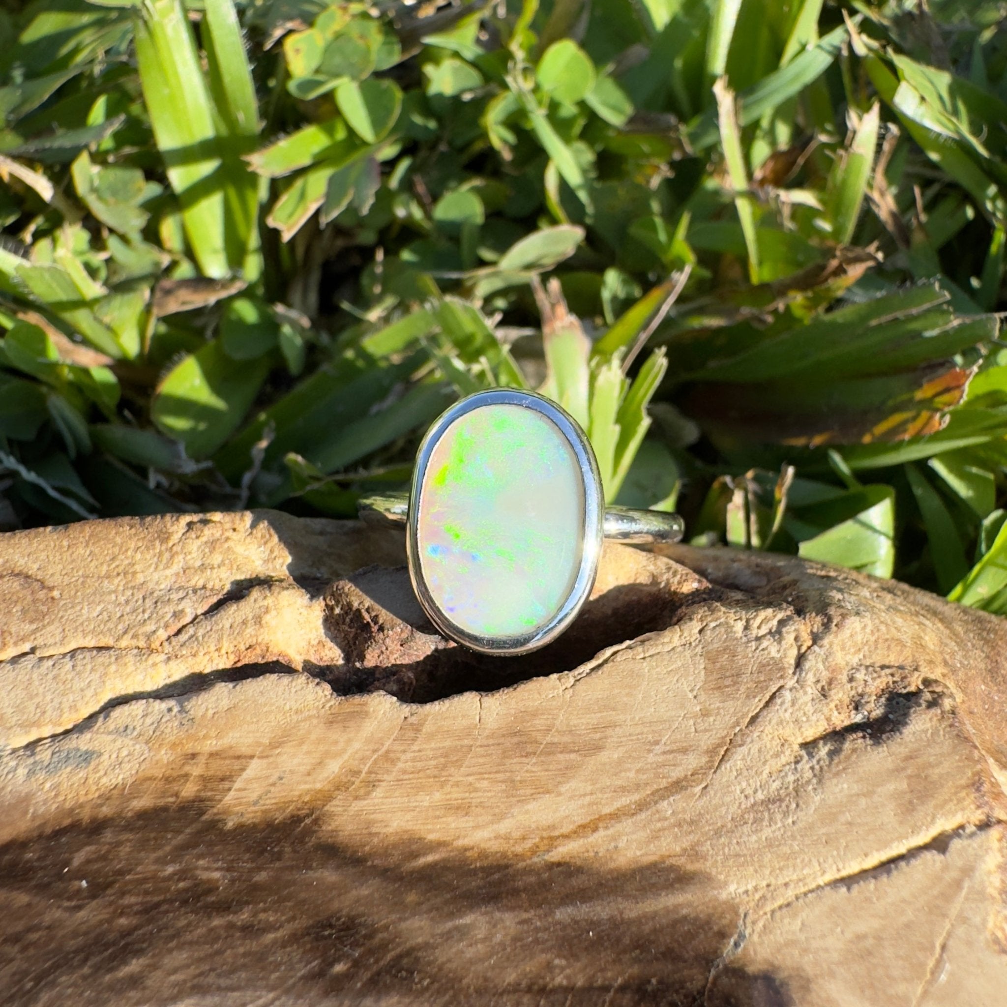 Glasshouse Mountains View ~ 1.3ct Solid Coober Pedy Opal 925 Silver Ring