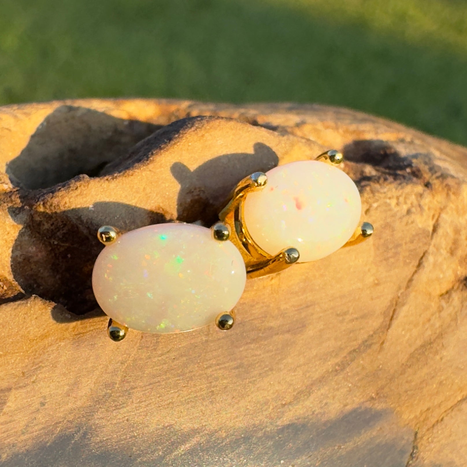 Golden Glow ~ Handcrafted 1.6ct Coober Pedy Opal Earrings