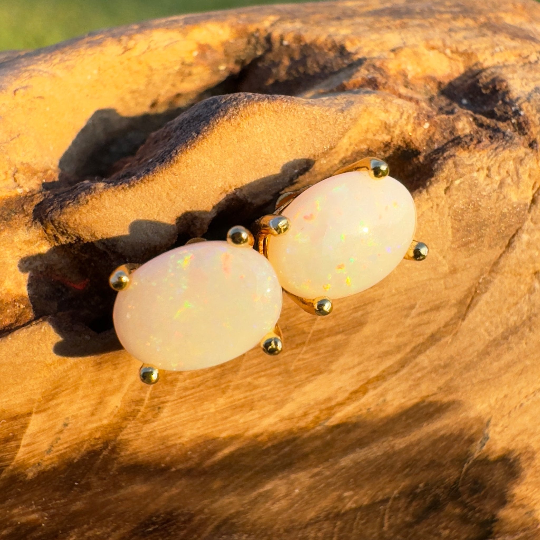 Golden Glow ~ Handcrafted 1.6ct Coober Pedy Opal Earrings