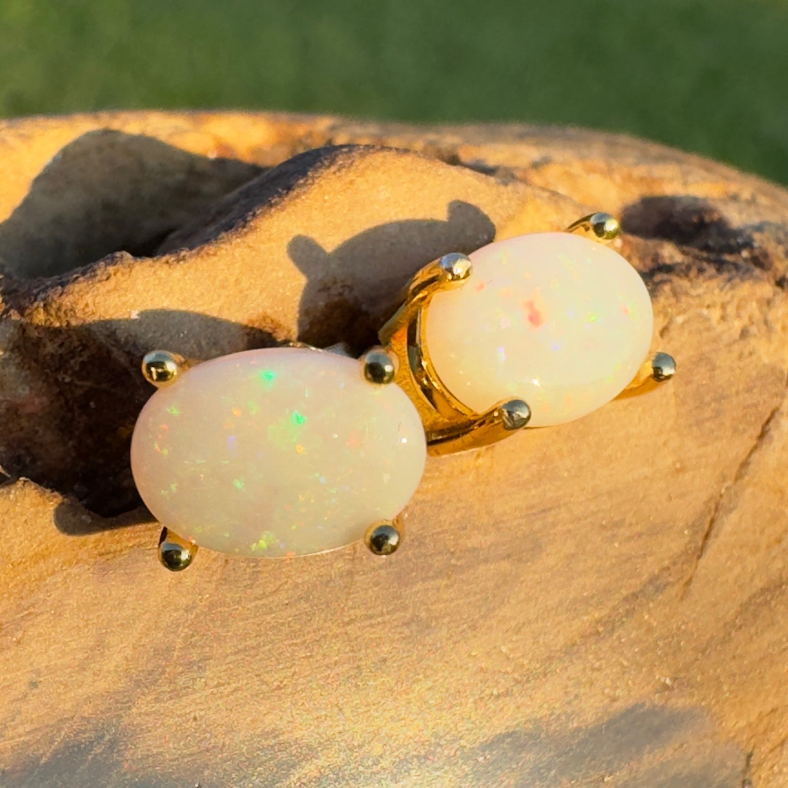 Golden Glow ~ Handcrafted 1.6ct Coober Pedy Opal Earrings
