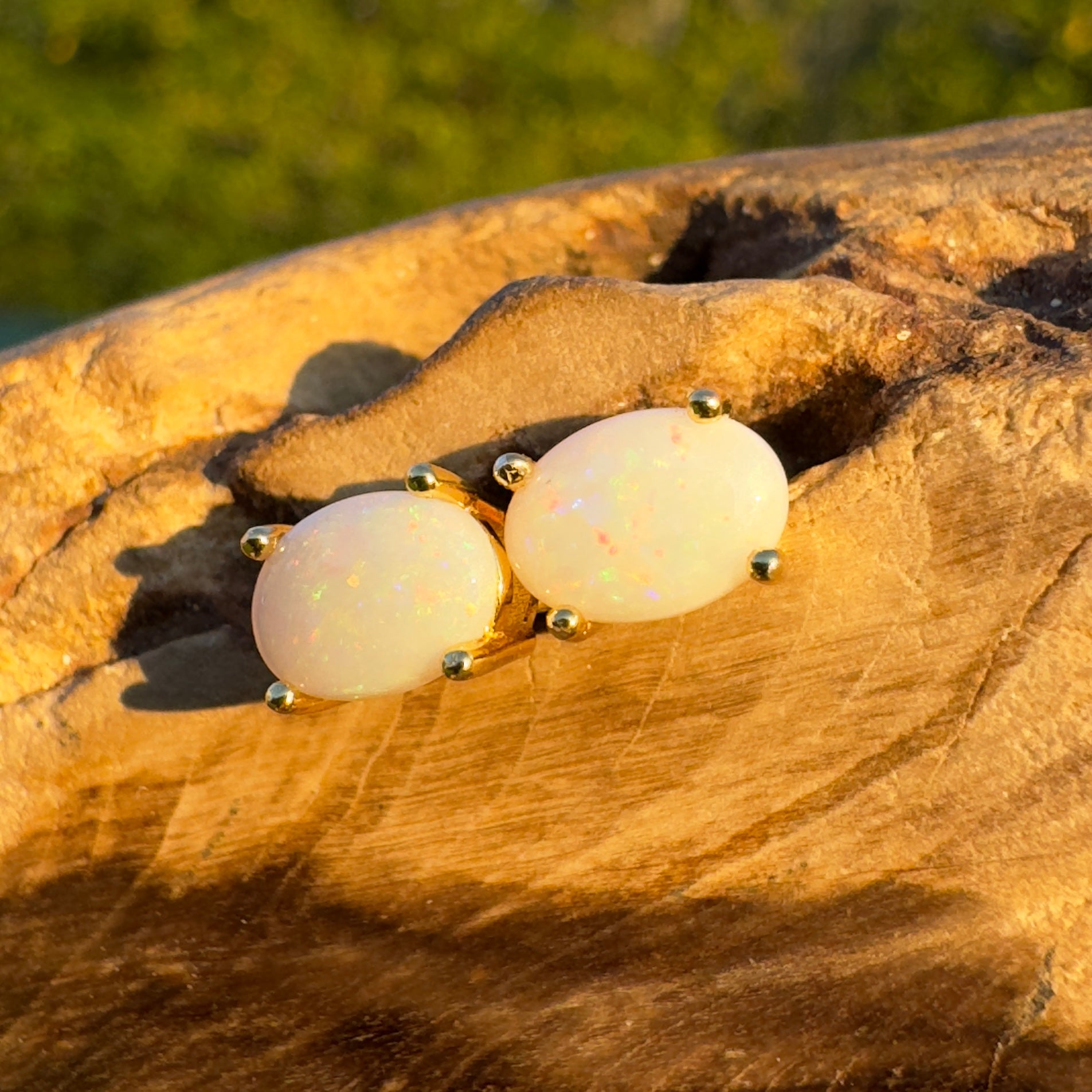 Golden Glow ~ Handcrafted 1.6ct Coober Pedy Opal Earrings
