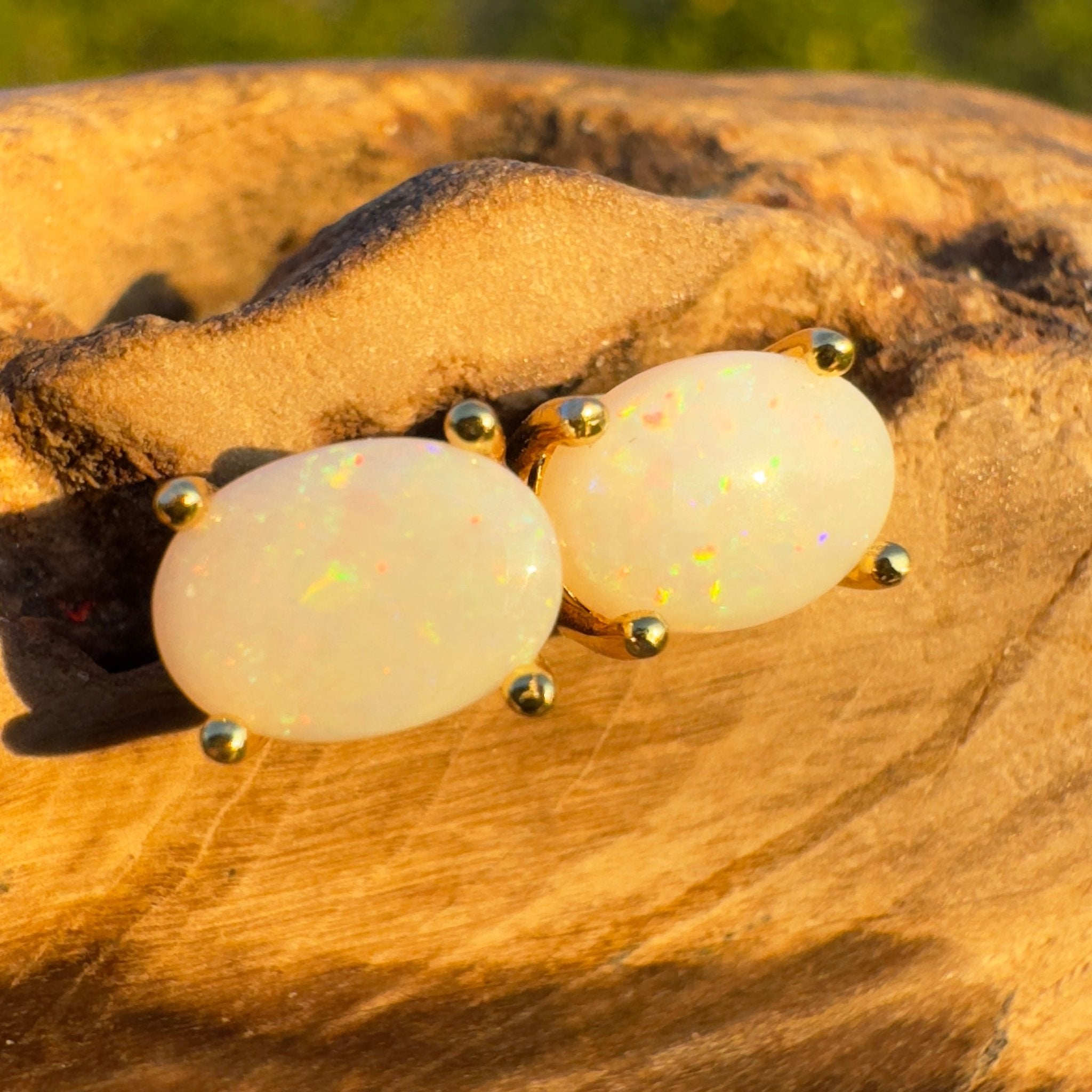 Golden Glow ~ Handcrafted 1.6ct Coober Pedy Opal Earrings