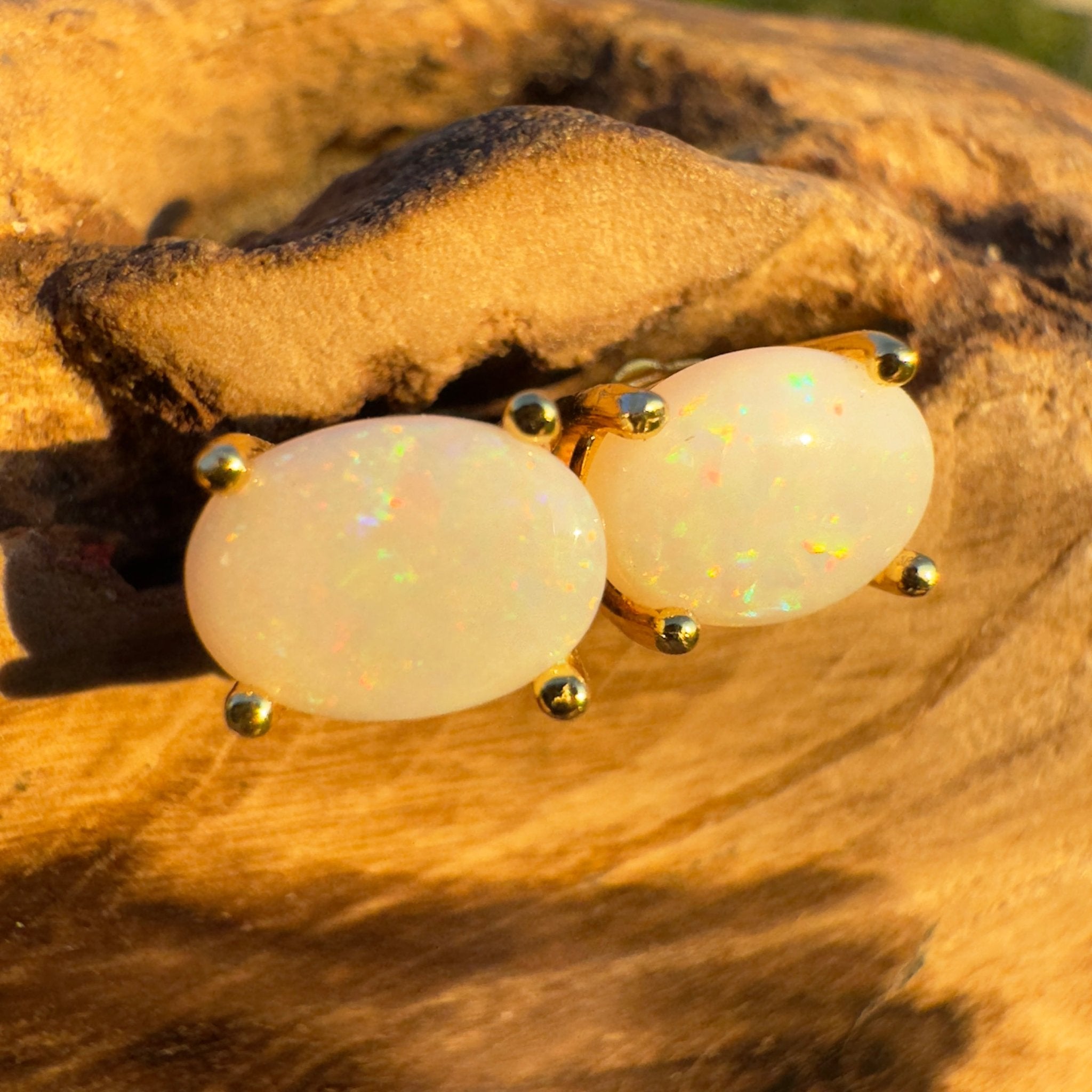 Golden Glow ~ Handcrafted 1.6ct Coober Pedy Opal Earrings