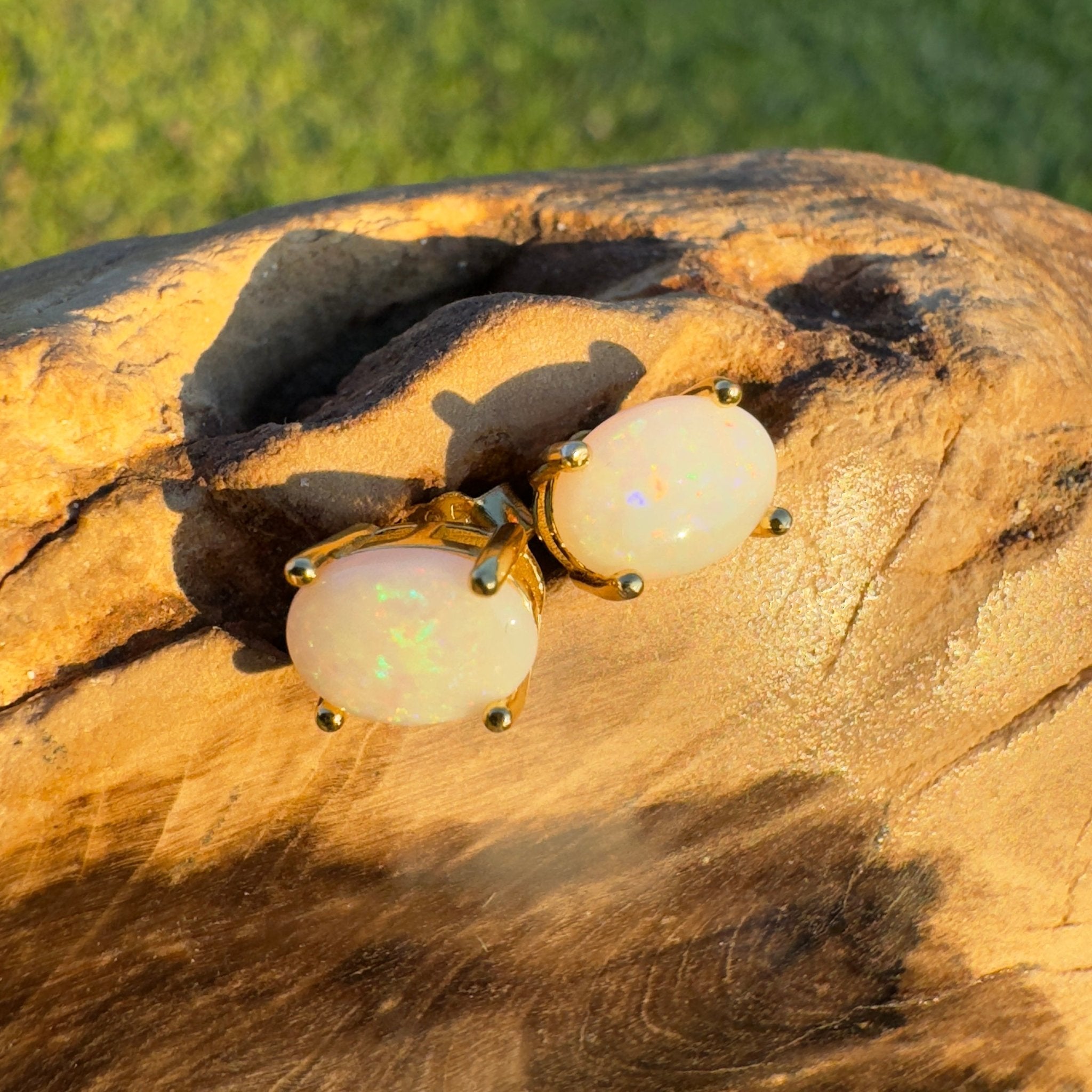 Golden Glow ~ Handcrafted 1.6ct Coober Pedy Opal Earrings