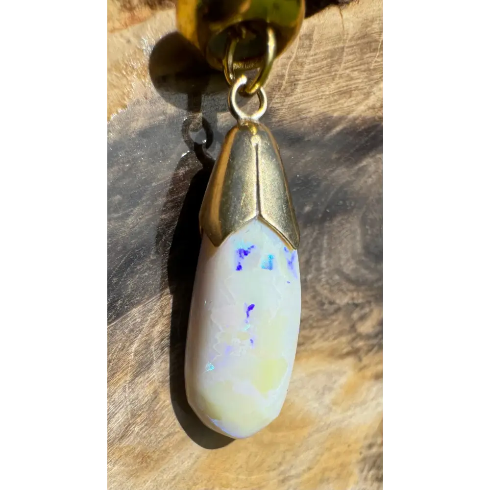 Opal pendant with gold cap from Golden Horizons handcrafted 9ct solid gold necklace