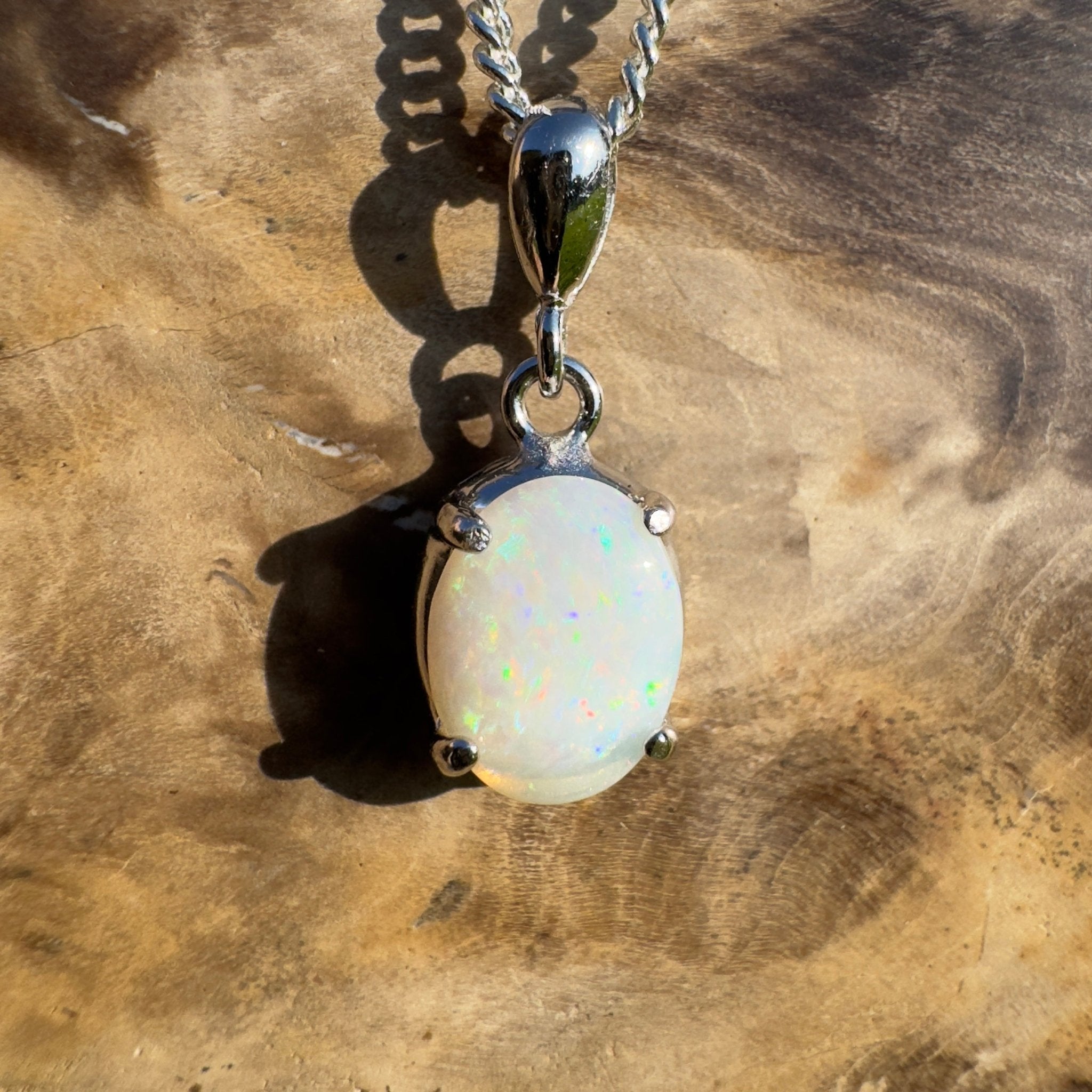 Goolwa Tide Fire – 0.9ct Coober Pedy Opal 925 Silver Pendant