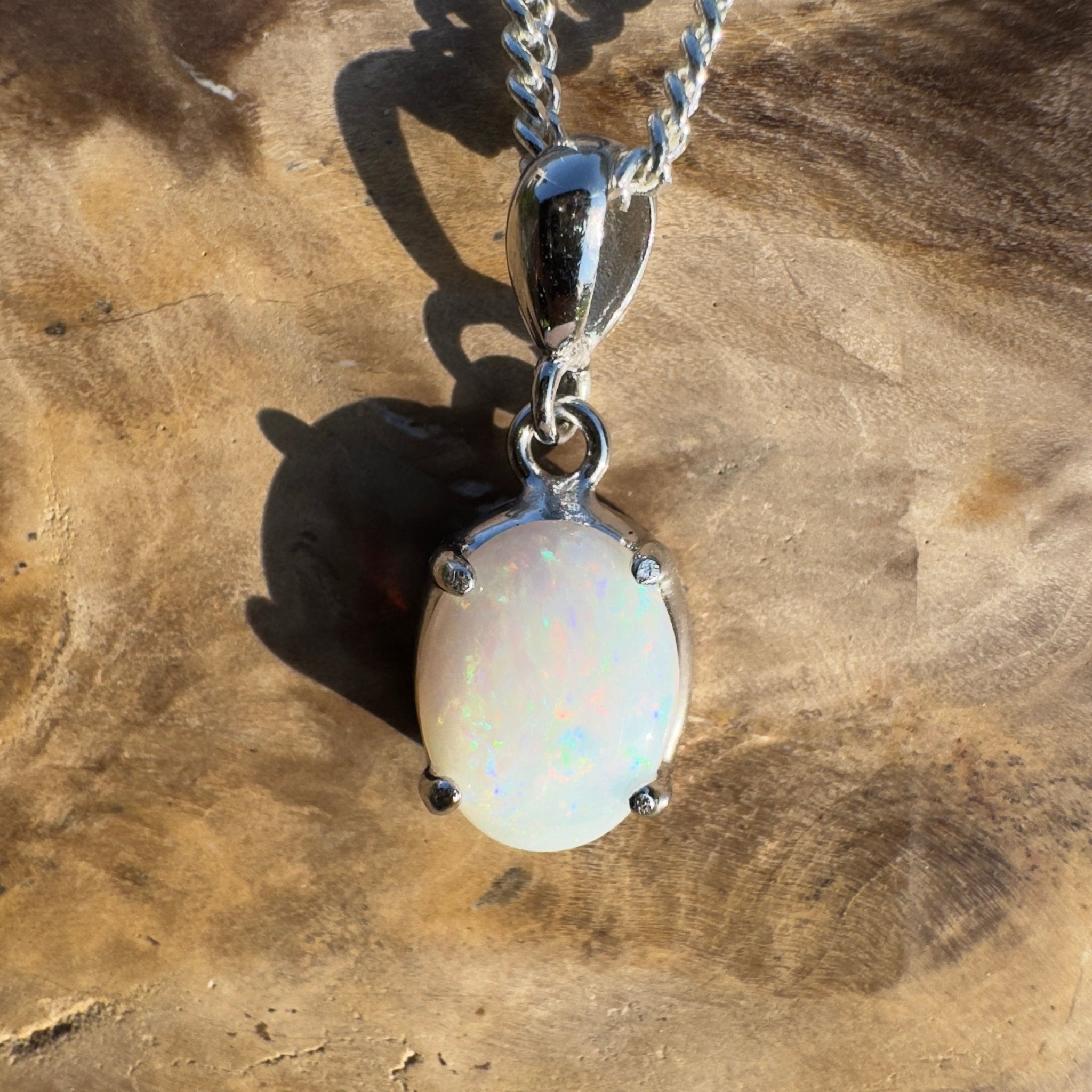 Goolwa Tide Fire – 0.9ct Coober Pedy Opal 925 Silver Pendant