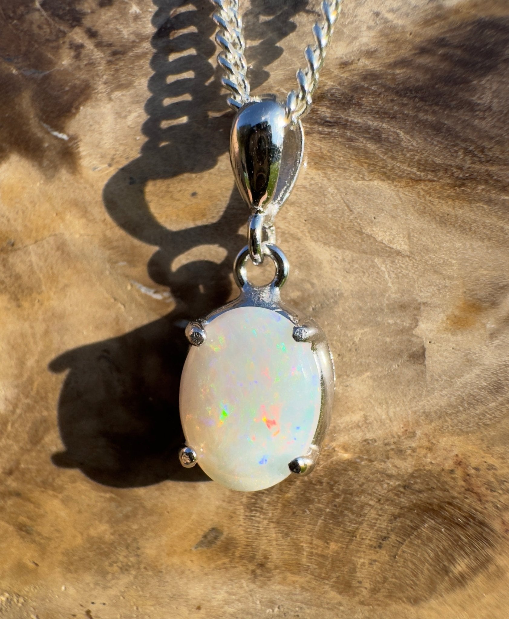 Goolwa Tide Fire – 0.9ct Coober Pedy Opal 925 Silver Pendant