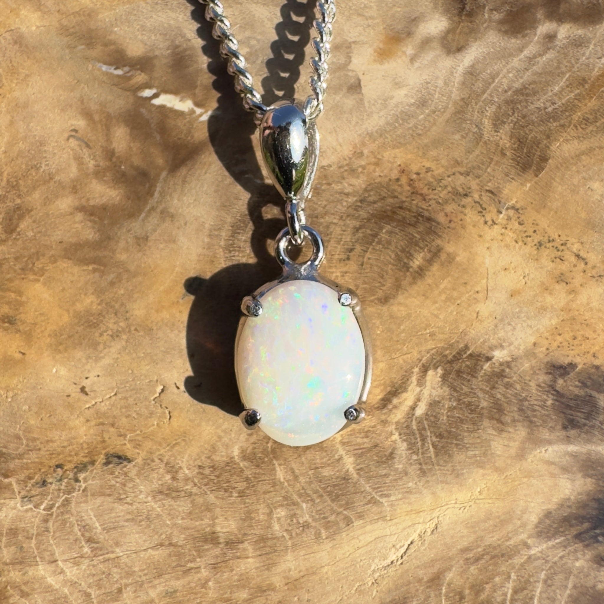 Goolwa Tide Fire – 0.9ct Coober Pedy Opal 925 Silver Pendant