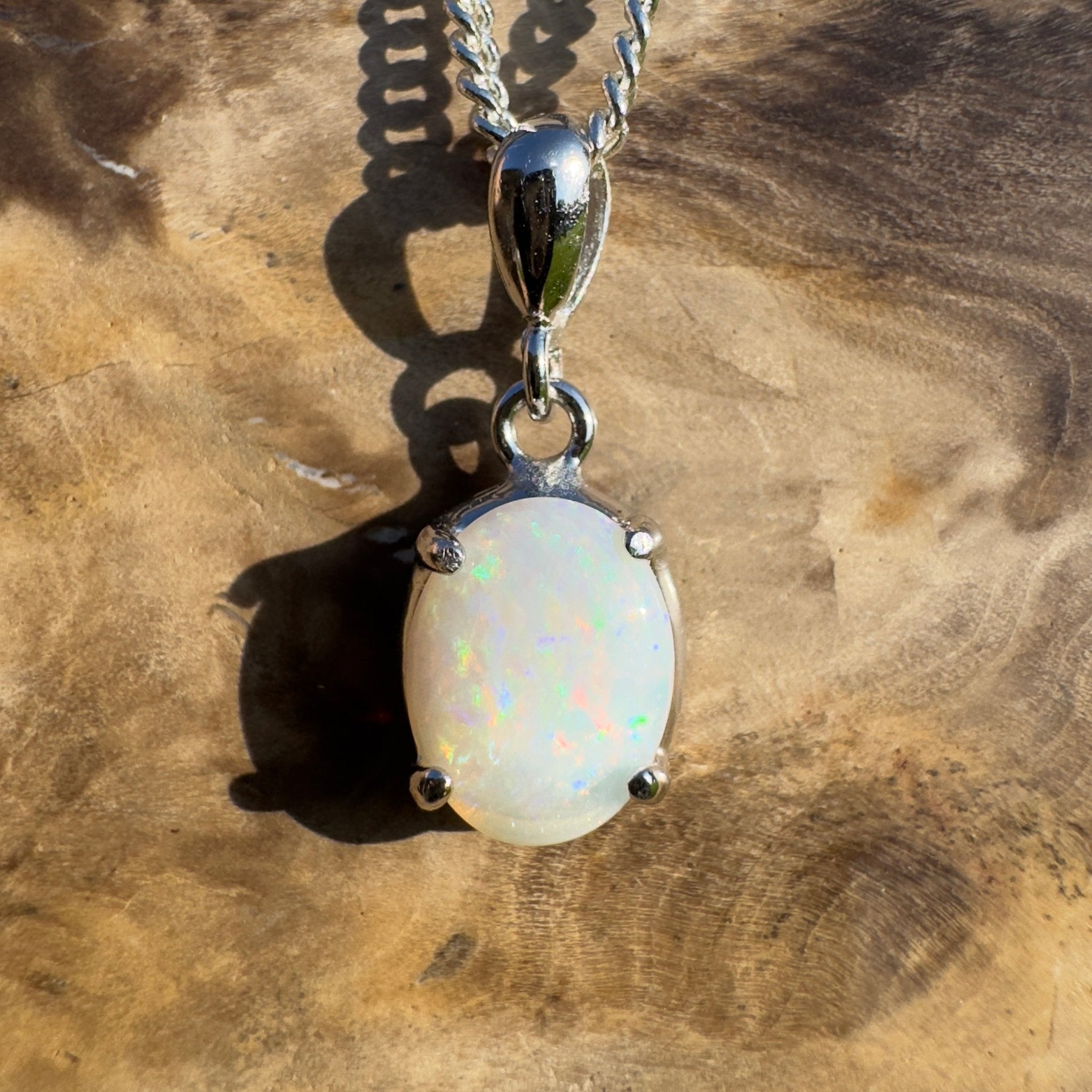 Goolwa Tide Fire – 0.9ct Coober Pedy Opal 925 Silver Pendant