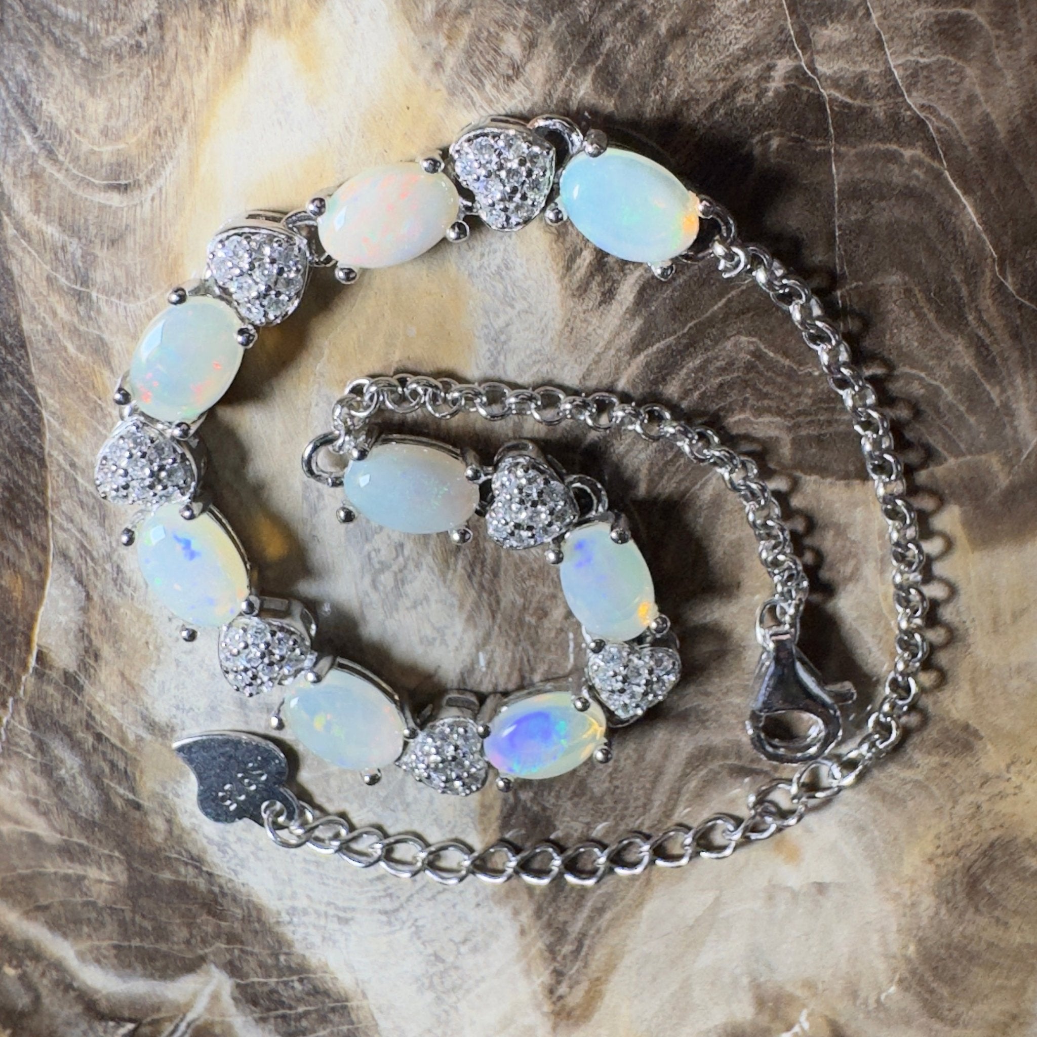 Grampians Glow ~ 2.4ct Coober Pedy Opal 925 Sterling Silver Bracelet