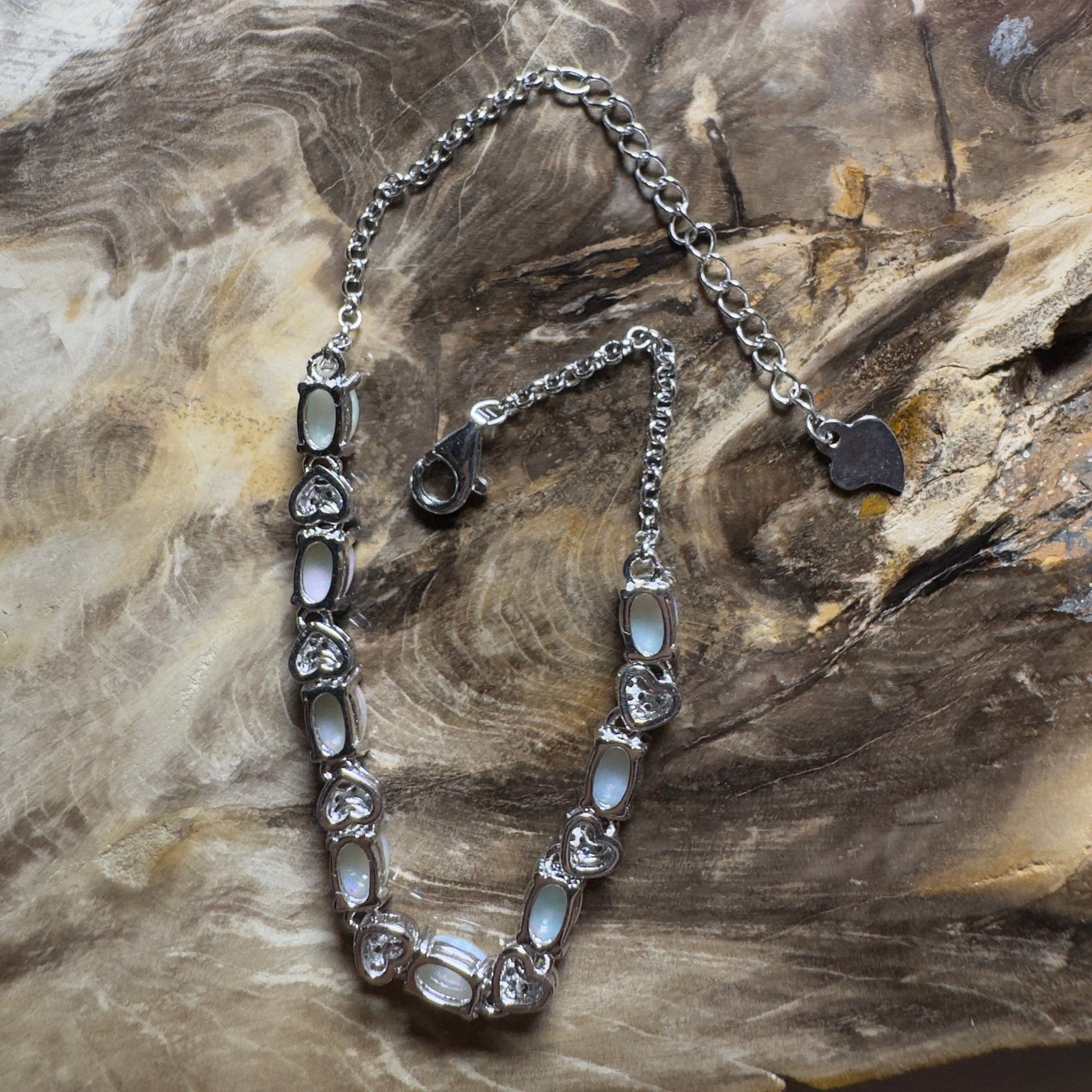 Grampians Glow ~ 2.4ct Coober Pedy Opal 925 Sterling Silver Bracelet