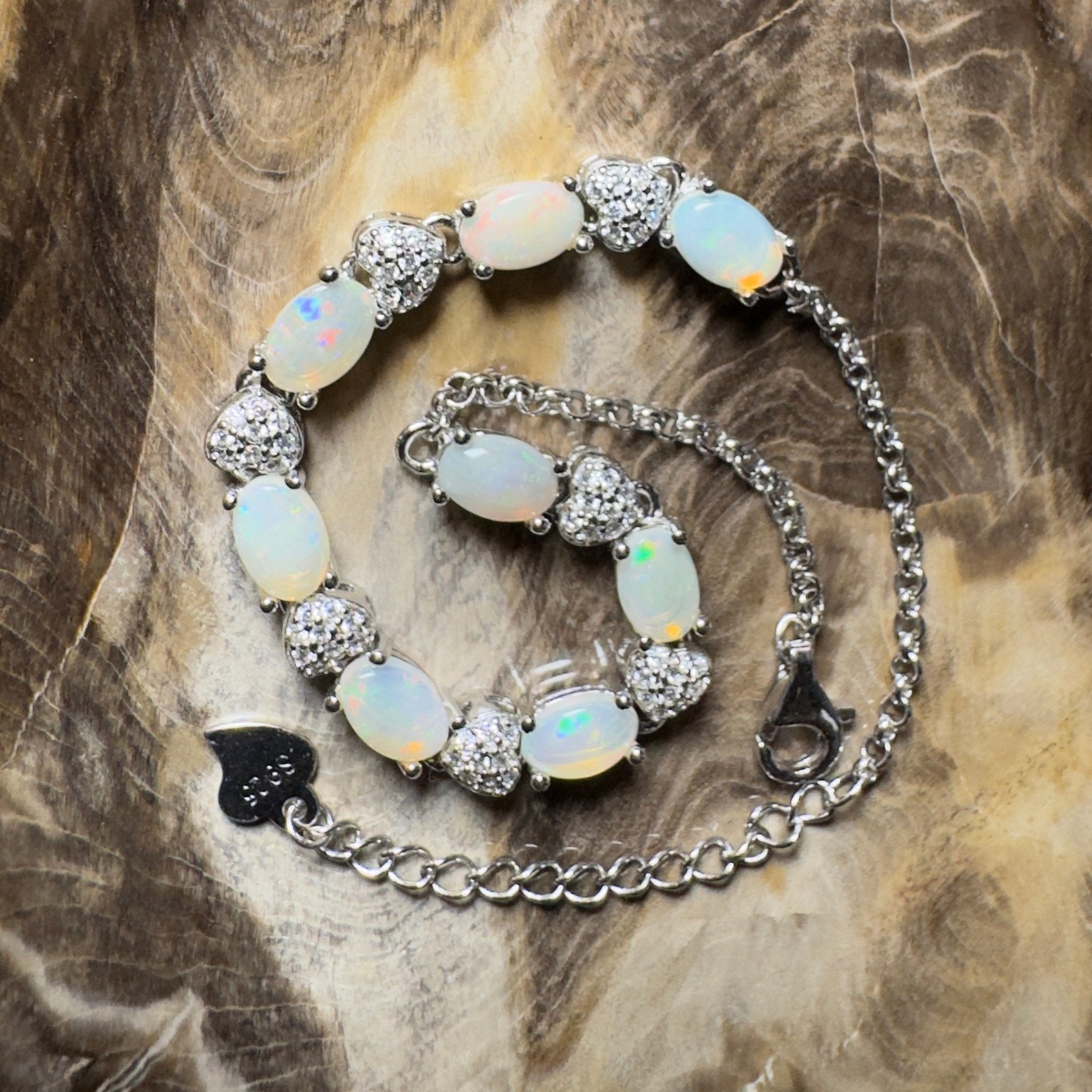 Grampians Glow ~ 2.4ct Coober Pedy Opal 925 Sterling Silver Bracelet