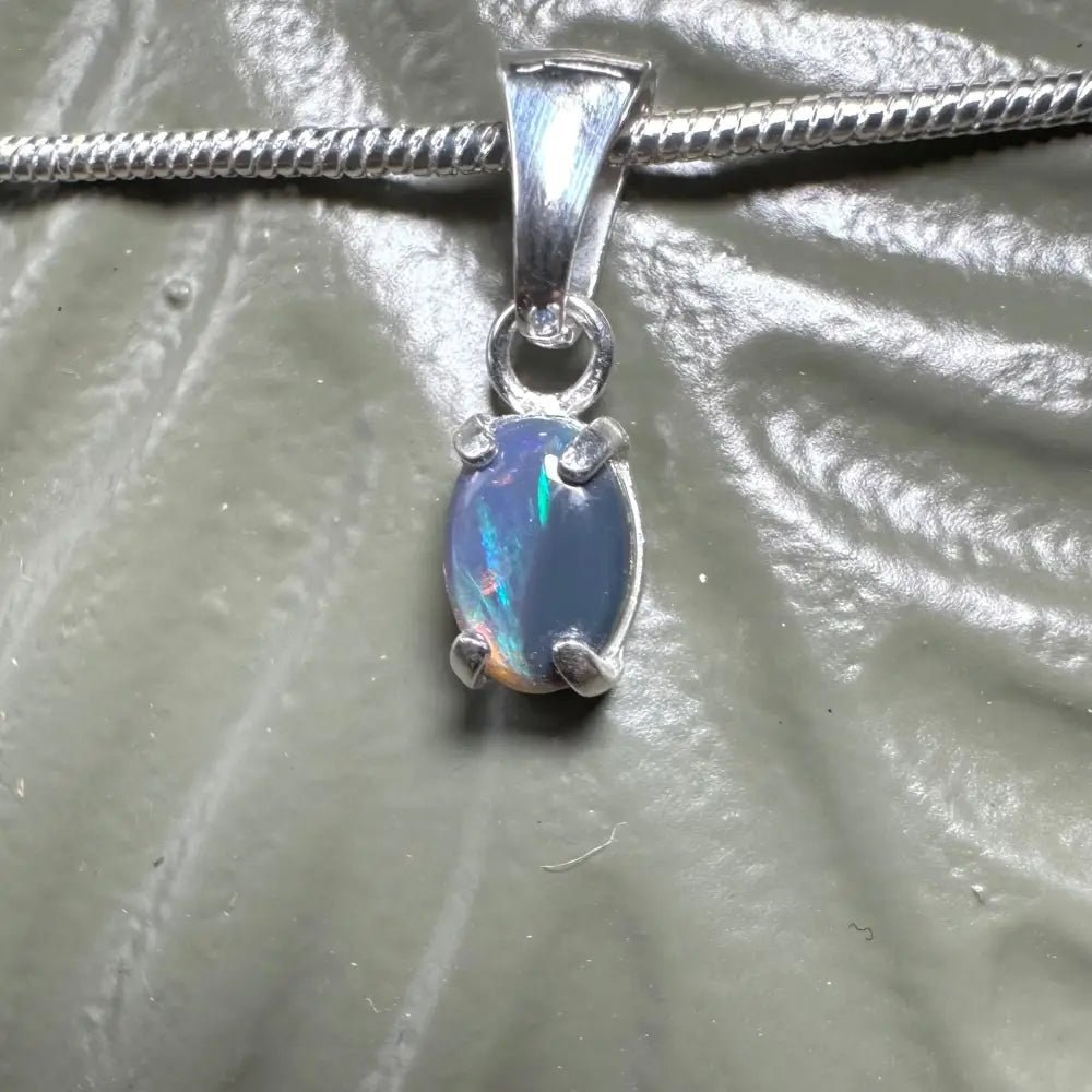 Opal pendant on silver chain from Great Barrier Radiance handcrafted jewelry collection