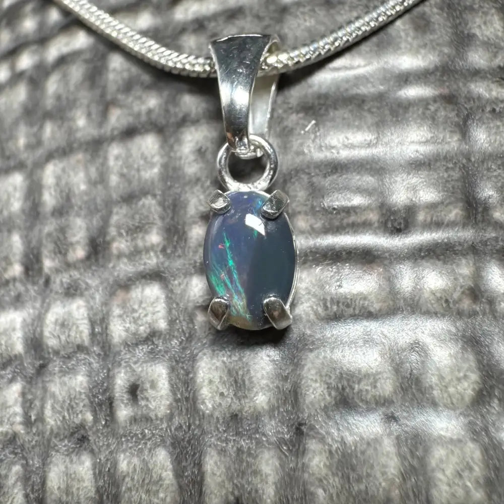 Opal pendant with silver chain from Great Barrier Radiance handcrafted Lightning Ridge opal collection