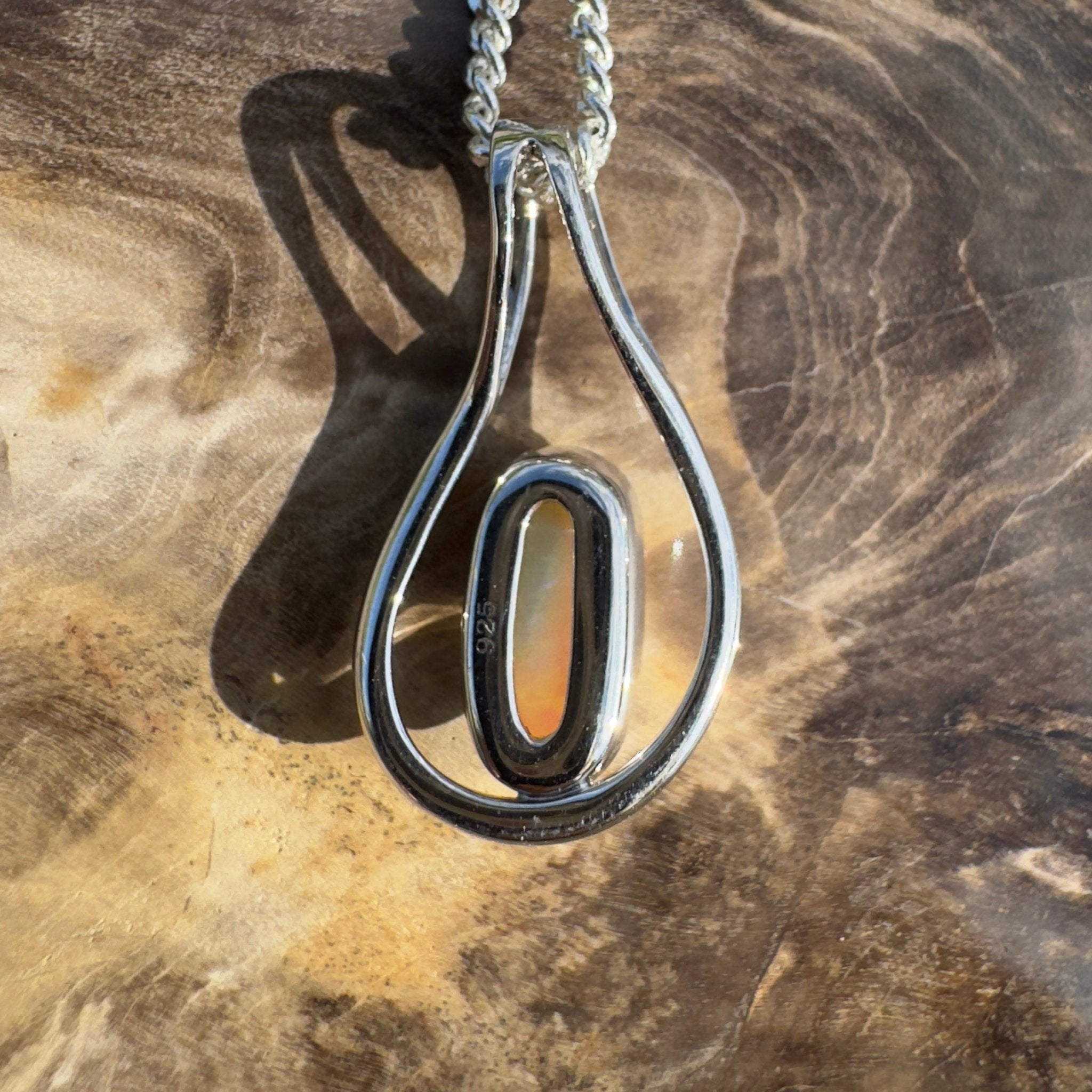 Great Ocean Gleam ~ 1ct Solid Coober Pedy Crystal Opal 925 Sterling Silver Pendant Necklace