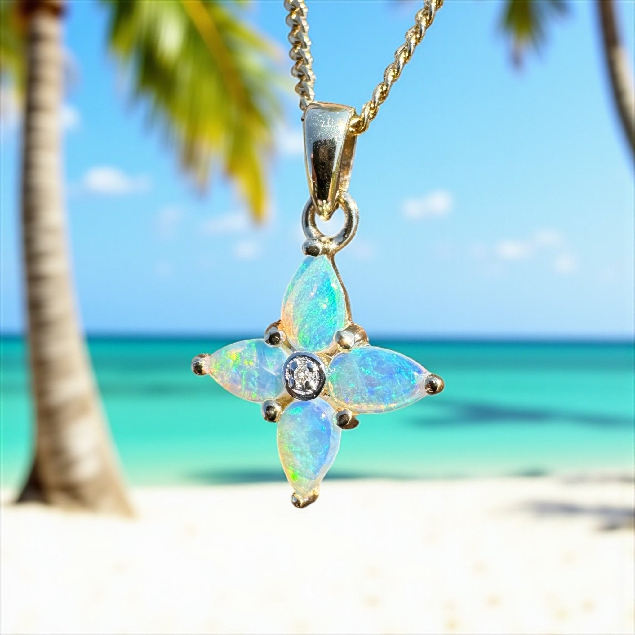 Great Ocean Mist ~ 9ct Solid Gold 0.5ct Coober Pedy Crystal Opal Pendant