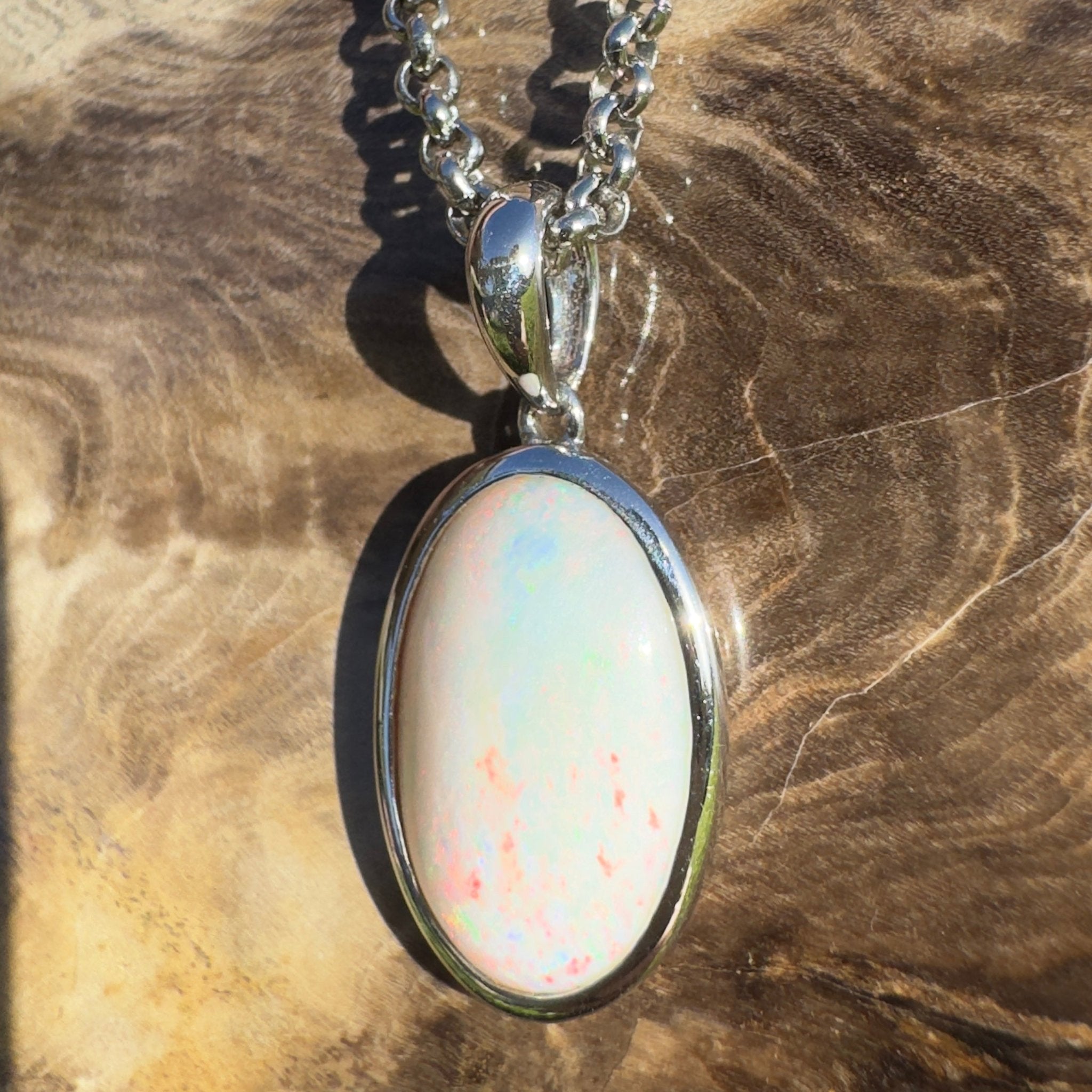 Great Ocean Road Sunrise ~ 4.2ct Coober Pedy Opal 925 Silver Pendant