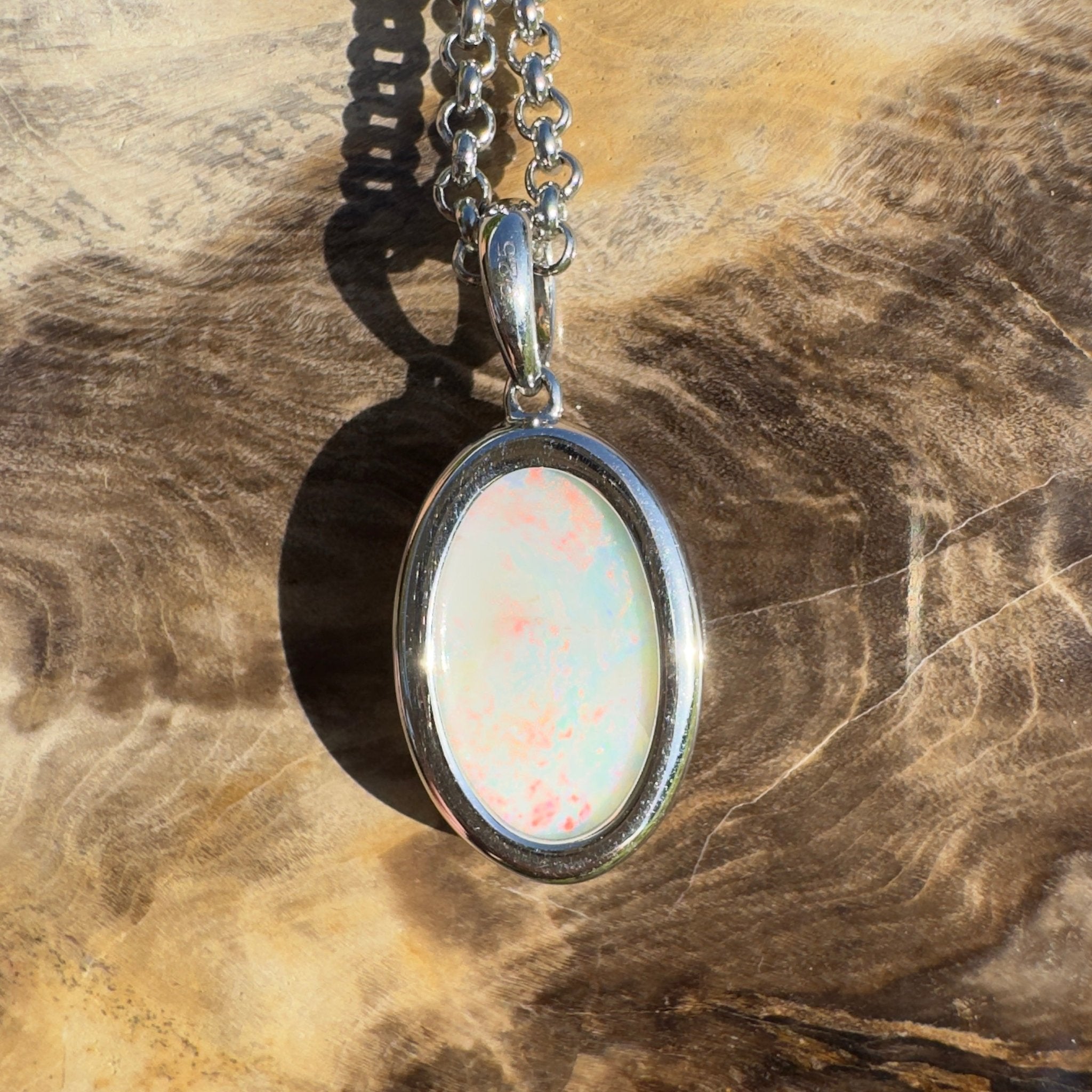 Great Ocean Road Sunrise ~ 4.2ct Coober Pedy Opal 925 Silver Pendant