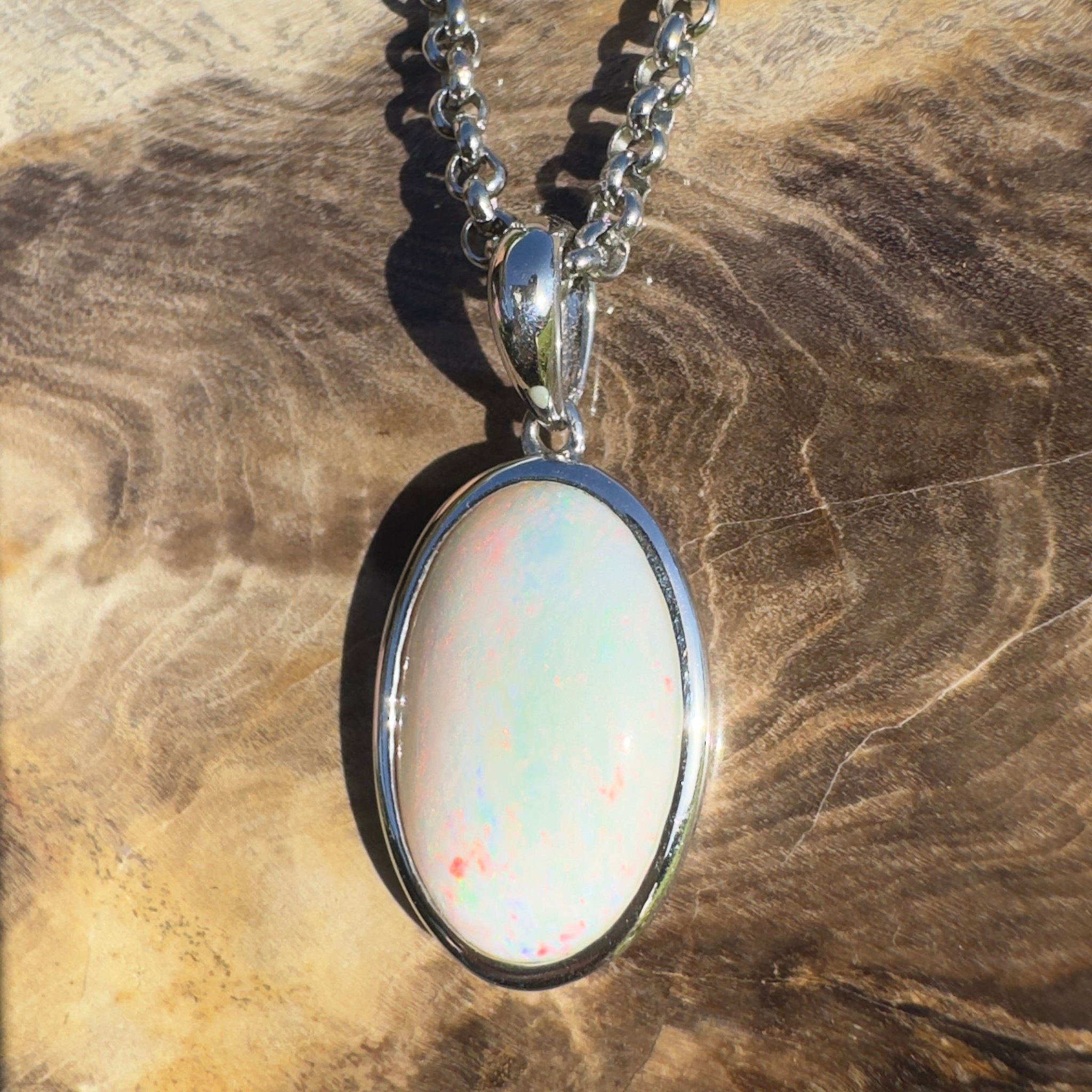 Great Ocean Road Sunrise ~ 4.2ct Coober Pedy Opal 925 Silver Pendant