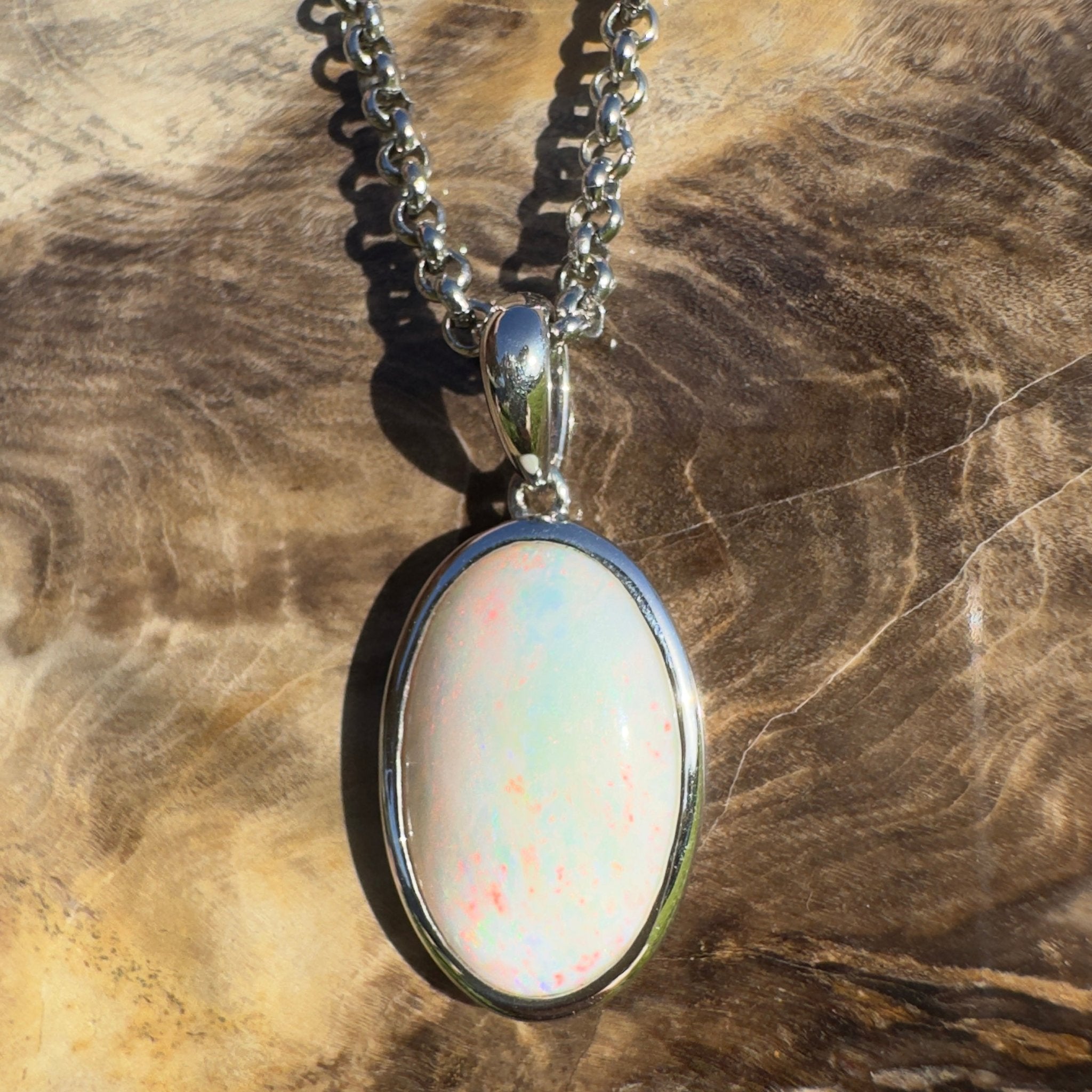 Great Ocean Road Sunrise ~ 4.2ct Coober Pedy Opal 925 Silver Pendant