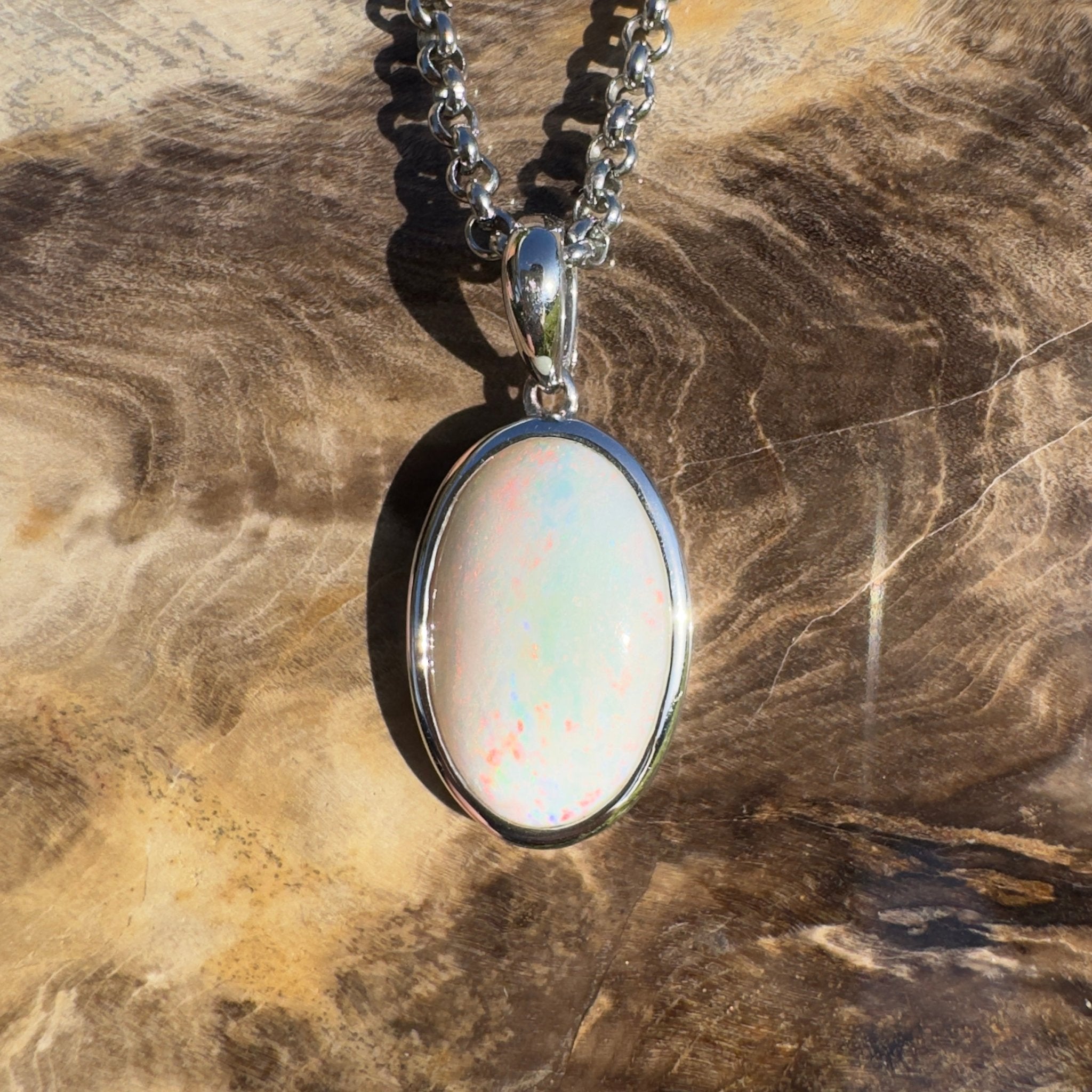Great Ocean Road Sunrise ~ 4.2ct Coober Pedy Opal 925 Silver Pendant