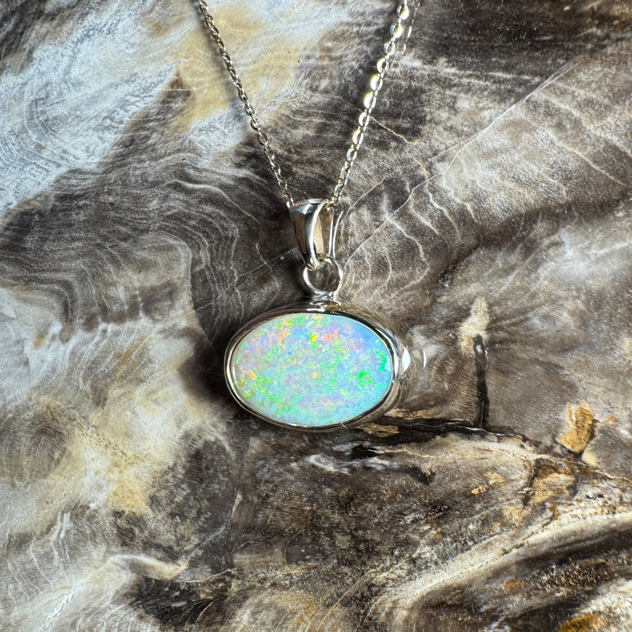 Green Ridge Fire ~ 3.6ct Solid Lightning Ridge Opal 9ct Australian Gold Pendant