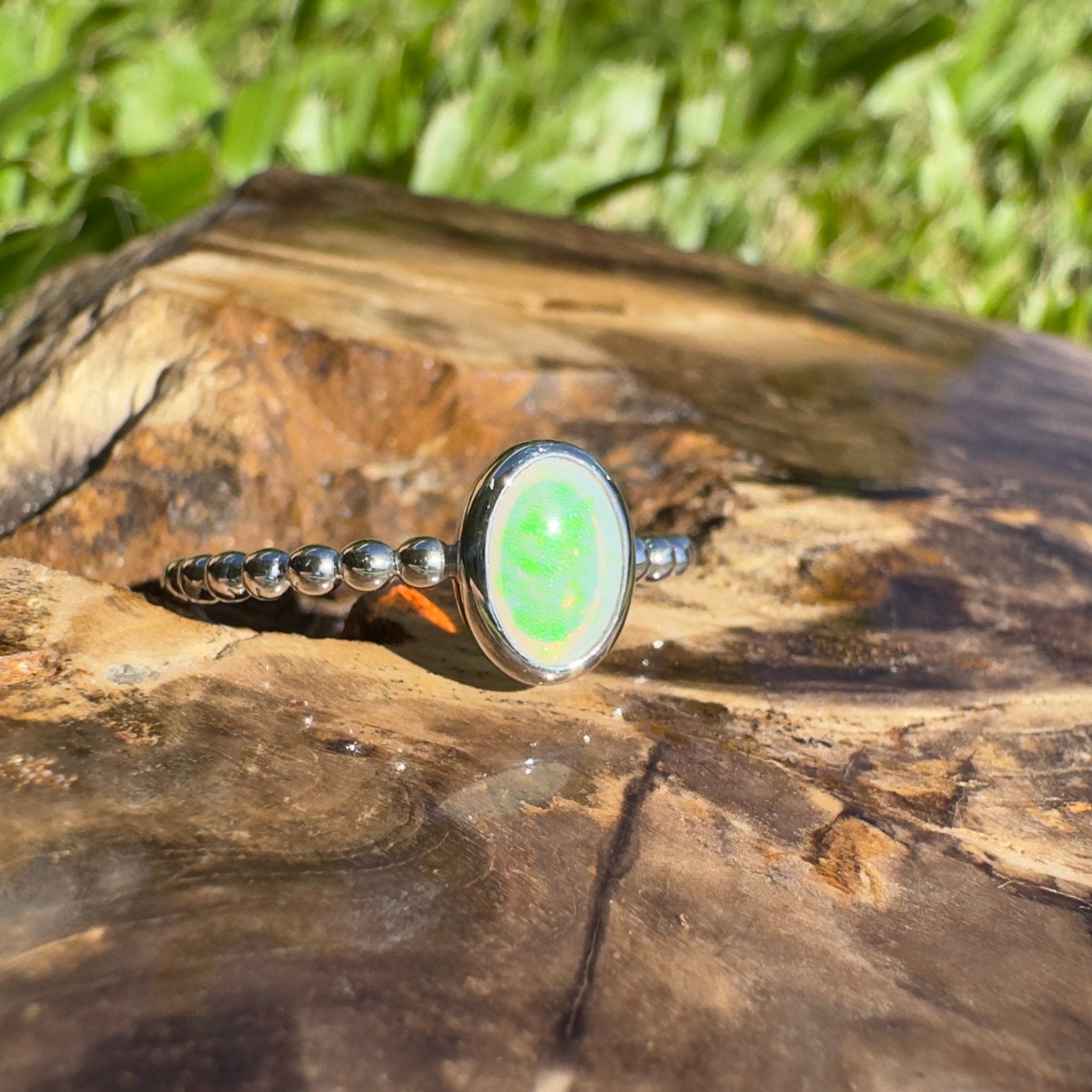 Greenacres ~ 0.7ct Solid Coober Pedy Opal 925 Silver Ring
