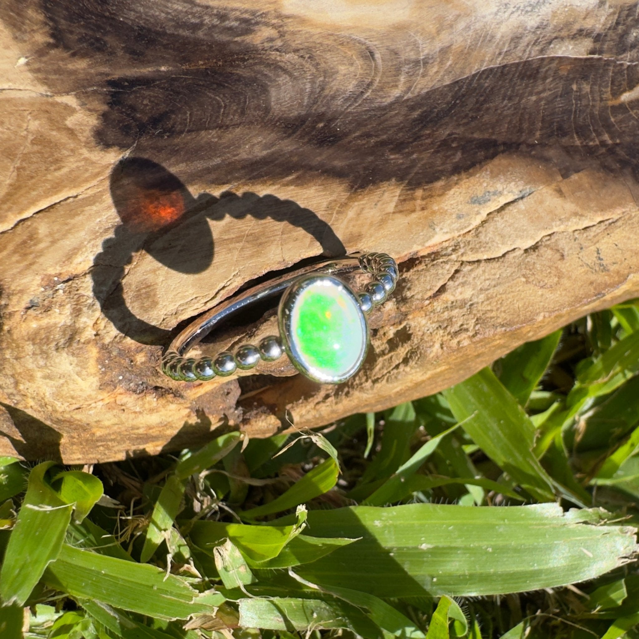 Greenacres ~ 0.7ct Solid Coober Pedy Opal 925 Silver Ring