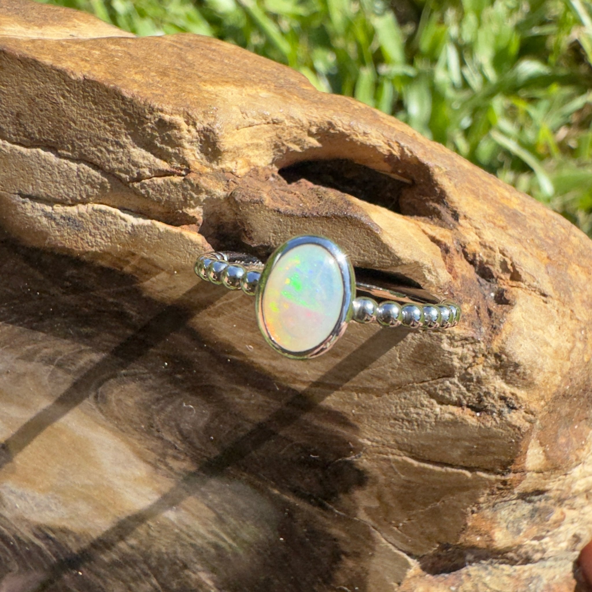 Greenacres ~ 0.7ct Solid Coober Pedy Opal 925 Silver Ring
