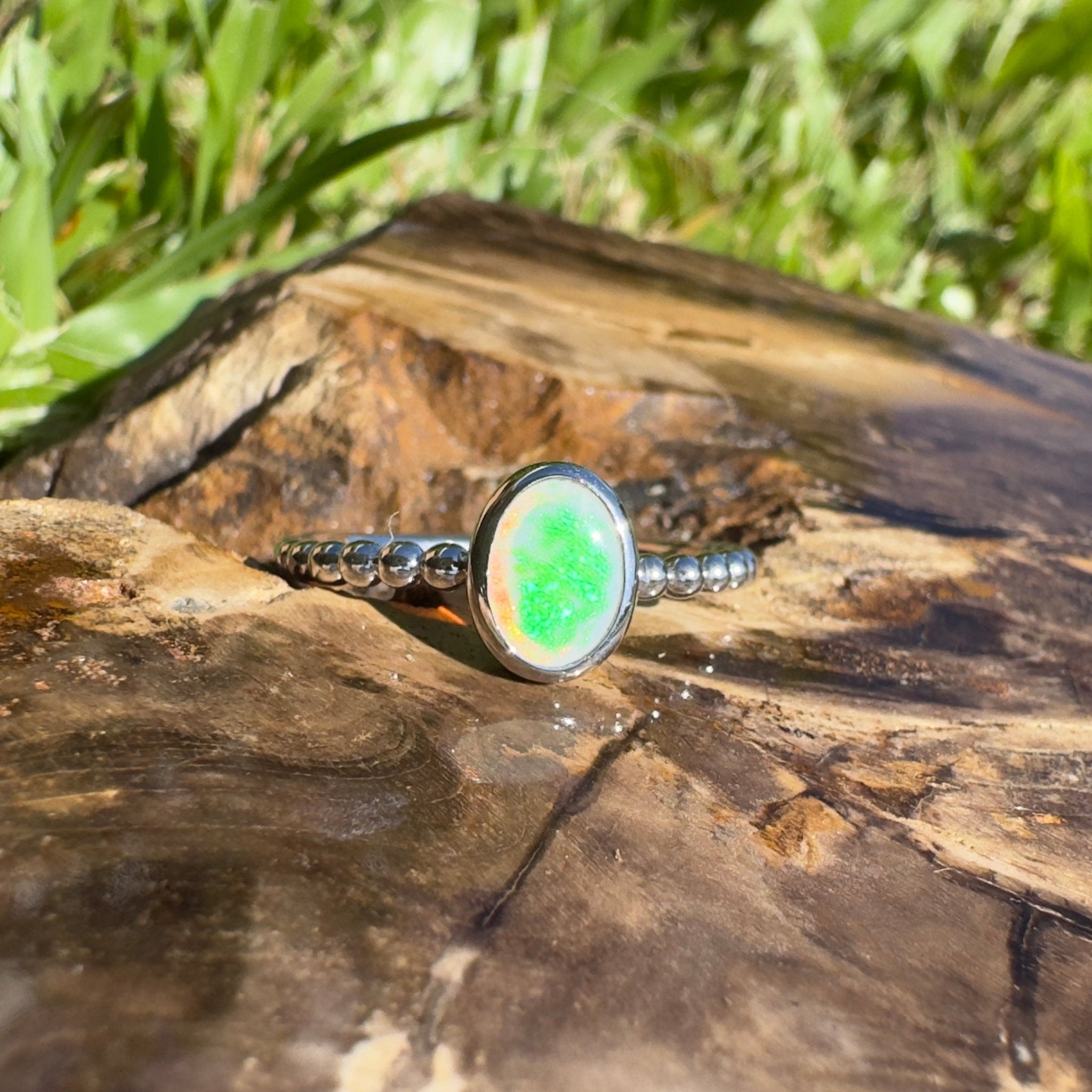 Greenacres ~ 0.7ct Solid Coober Pedy Opal 925 Silver Ring