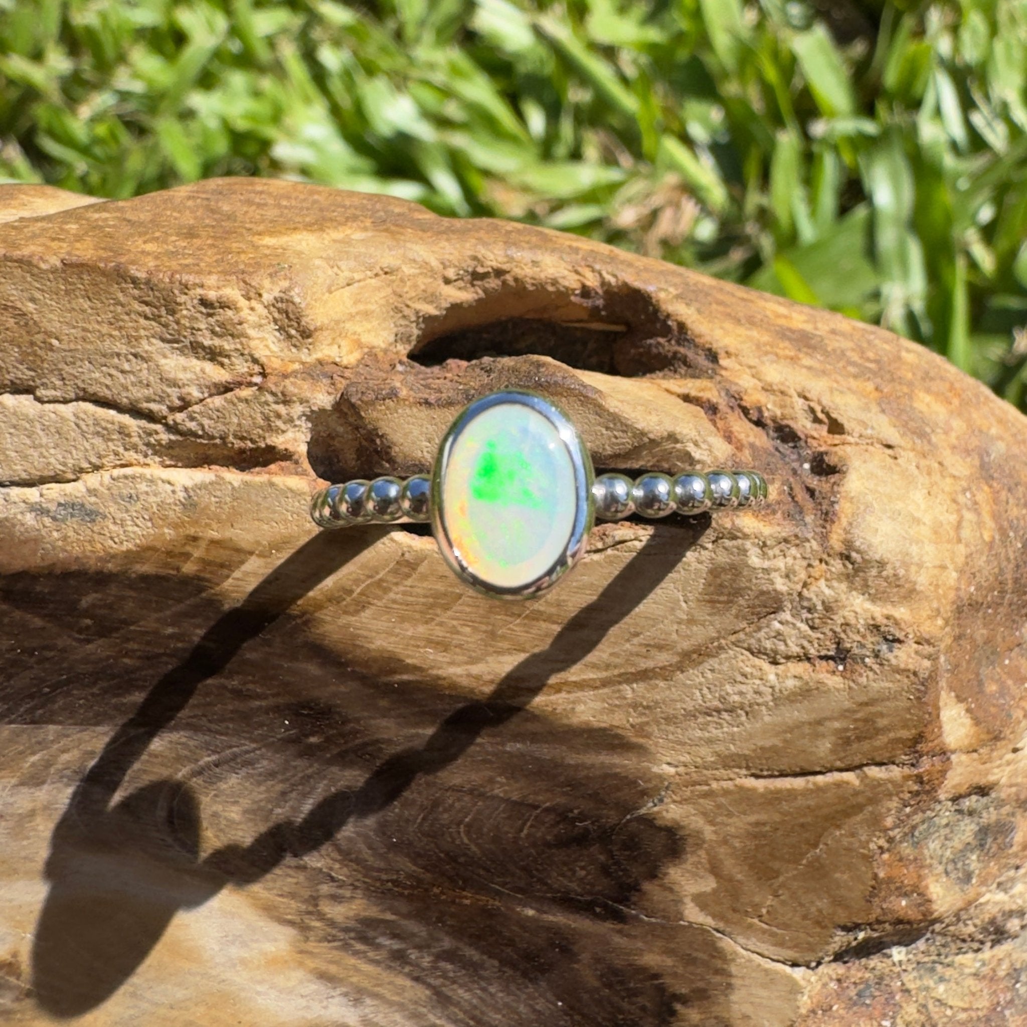 Greenacres ~ 0.7ct Solid Coober Pedy Opal 925 Silver Ring